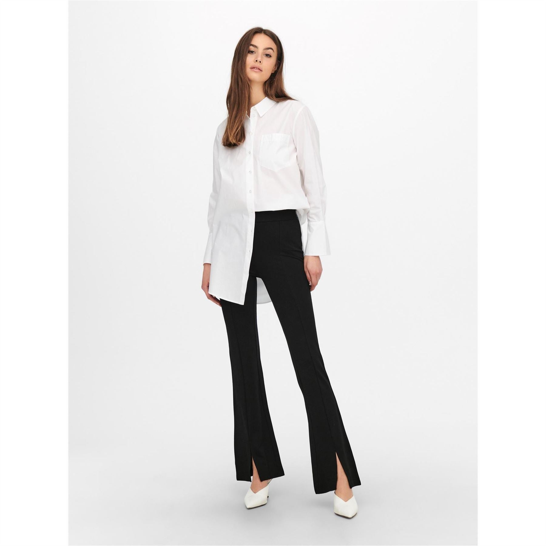 Only Solid Patterned Flared Trousers
