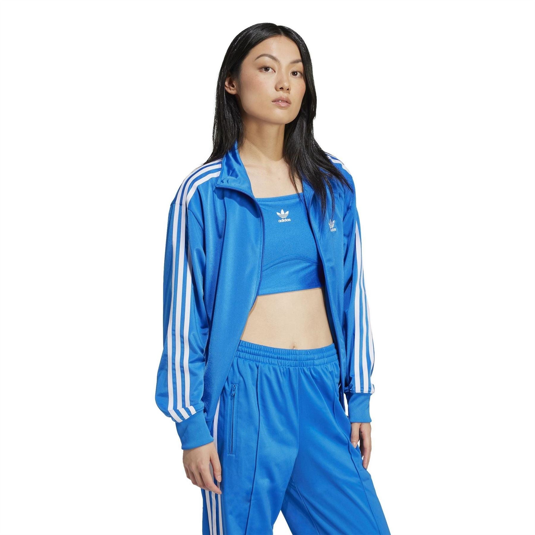 adidas Originals Firebird Three Stripes High Neck Ribbed Cuff Track Jacket