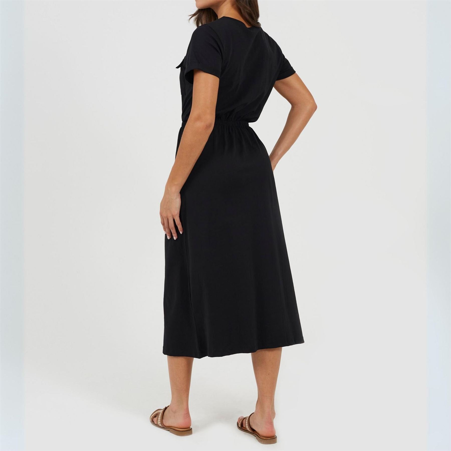 Brave Soul Crew Neck Short Sleeve Midi Shirt Dress