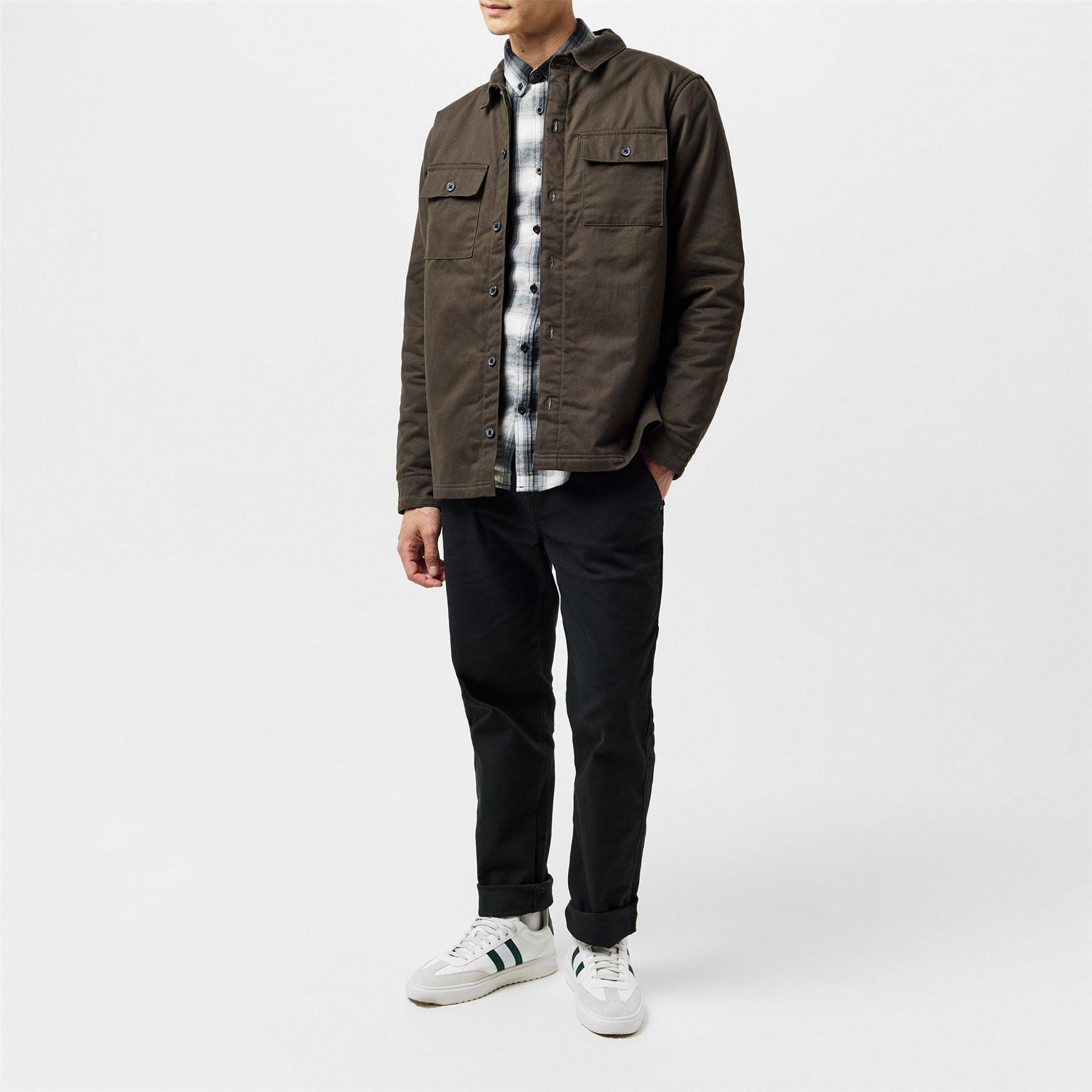 Threadbare Plaid Snap Button Shirt Jacket with Chest Pocket
