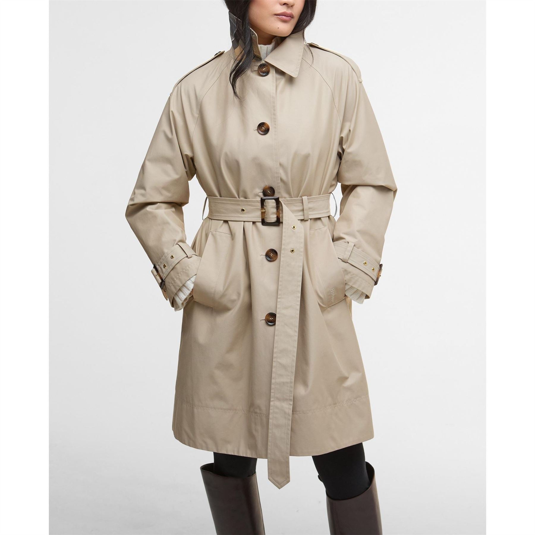 Barbour Maia Showerproof Cotton Long Sleeve Trench Coat