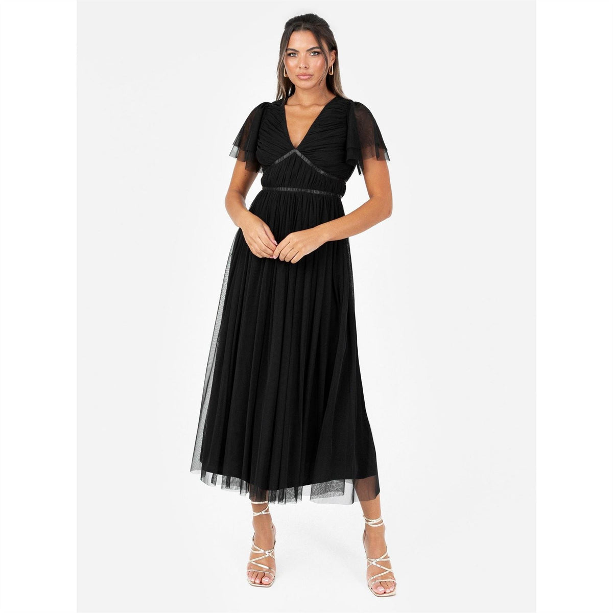 Anaya With Love With Love Recycled Black Ribbon Detail Midi Dress
