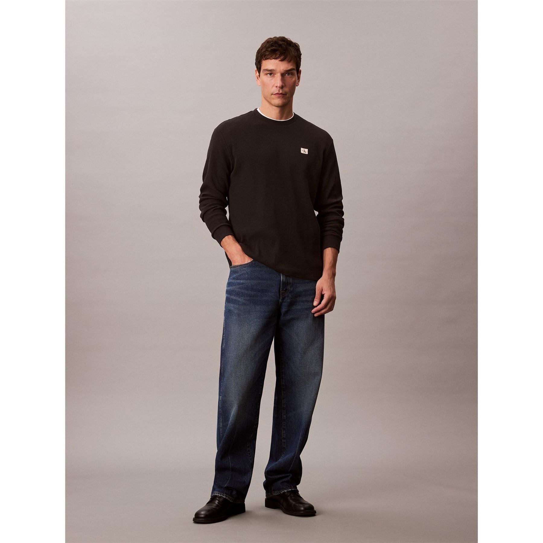 Calvin Klein Jeans Waffle Long Sleeve Crew Neck T-Shirt