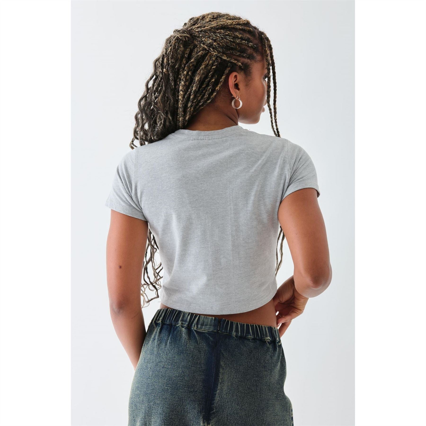 Daisy Street Cropped Flag Crew Neck T-Shirt