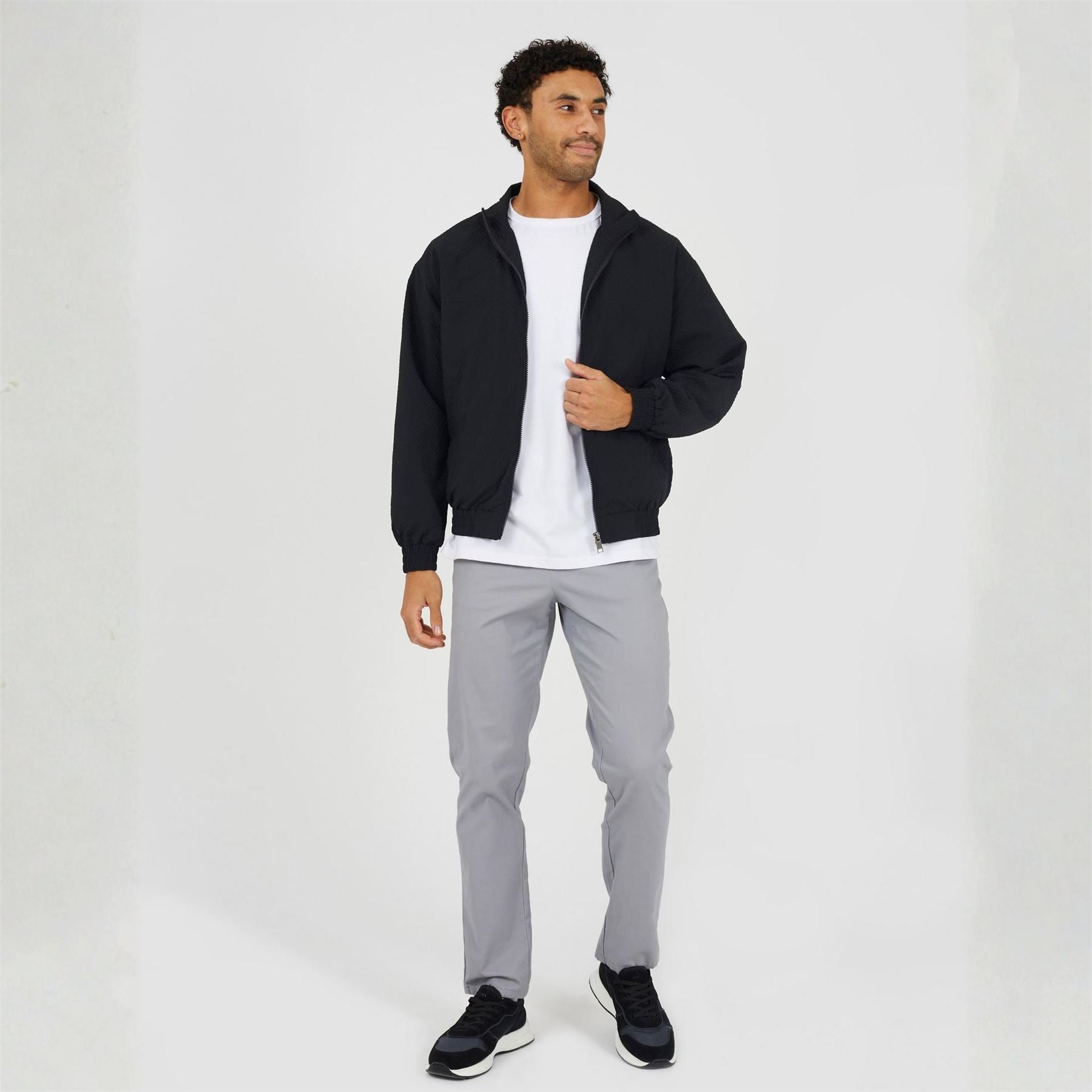 Brave Soul Seersucker Oversized Coach Jacket