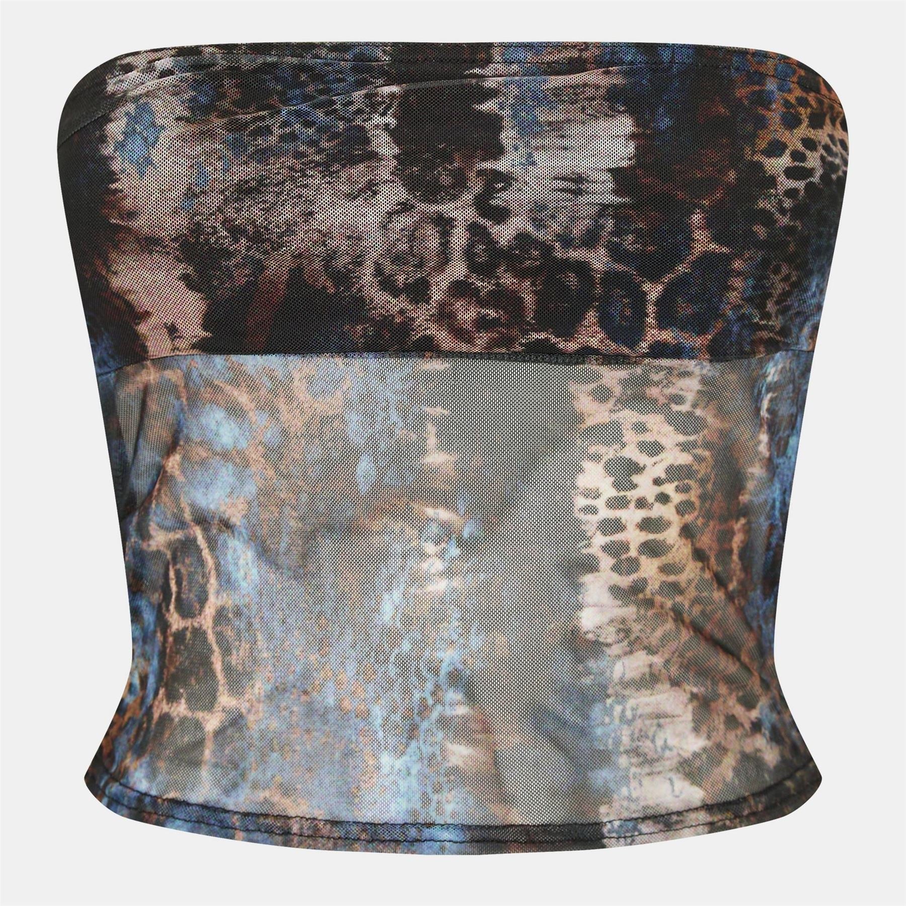 Missy Empire Womens Mesh Bandeau Printed Crop Top