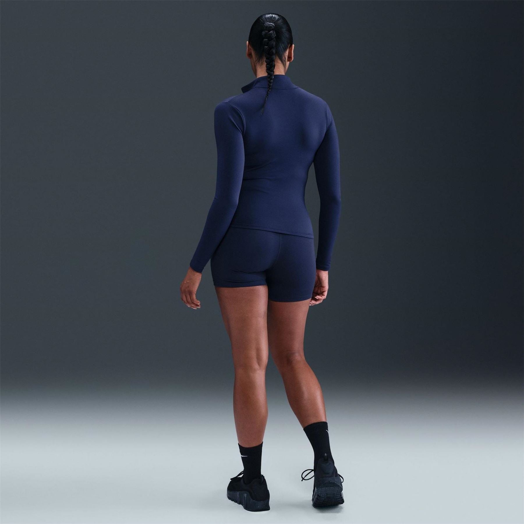 Nike Solid Patterned Ribbed Cuff Full Zipper Track Jacket
