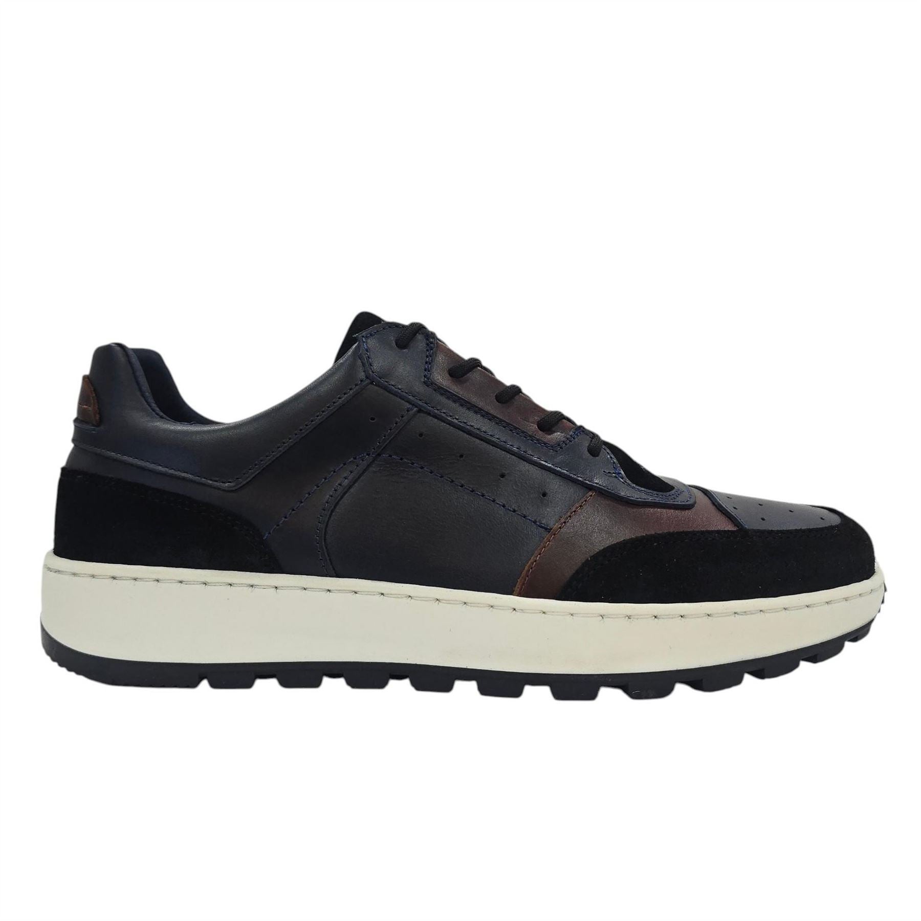 Deakins Bell Leather Lace Up Memory Foam Low Top Trainers