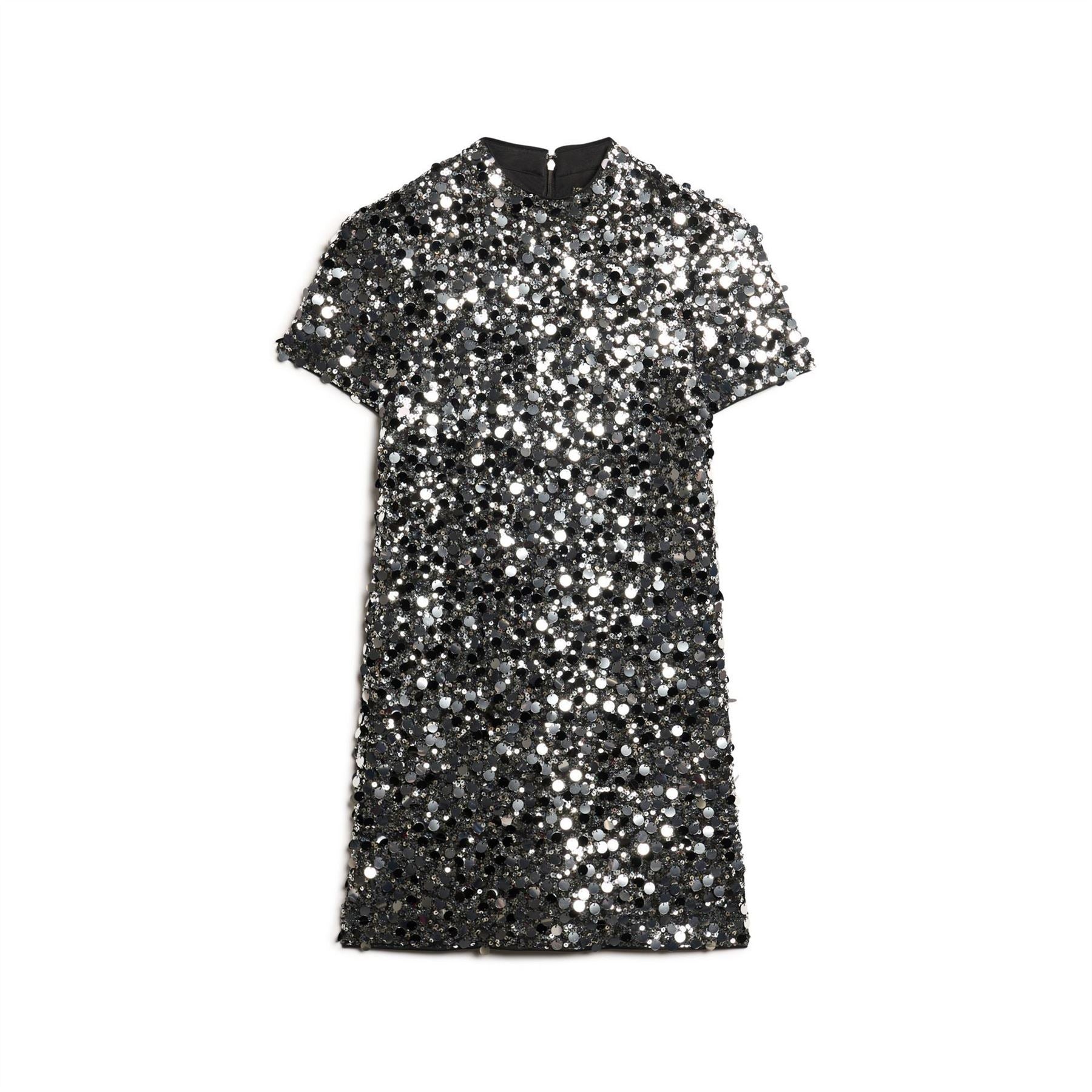 Superdry Sequin High Neck Mini T-Shirt Dress