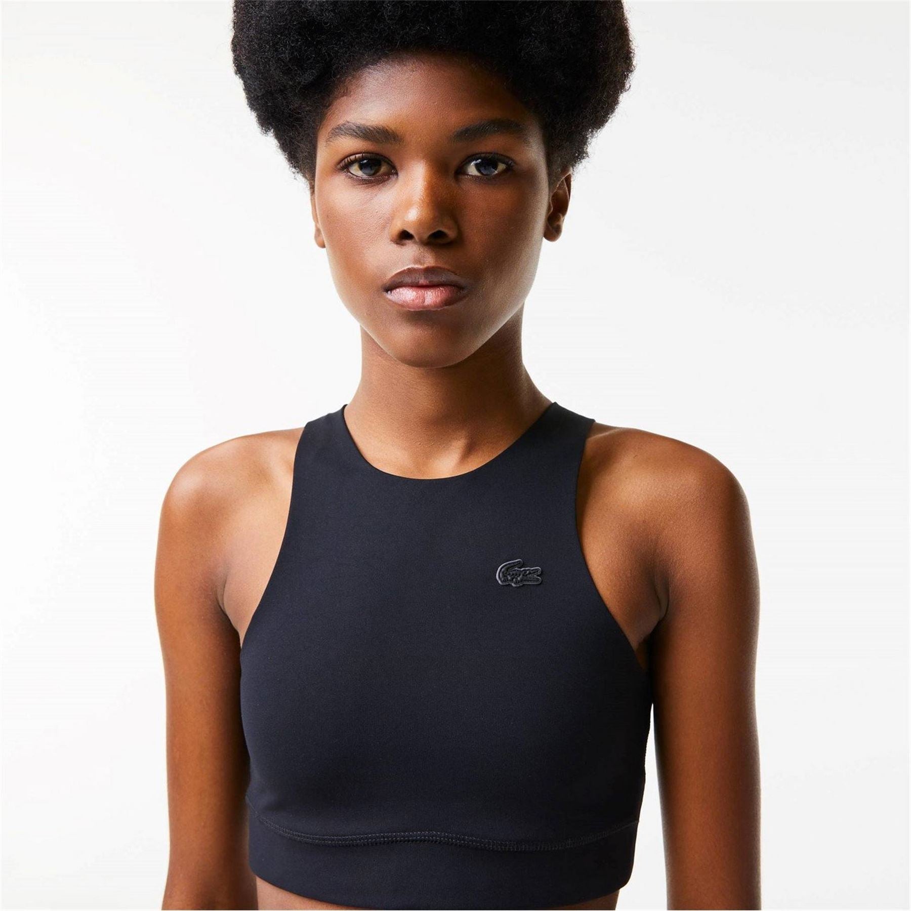 Lacoste Cropped Sleeveless Crew Neck Athletic Bra
