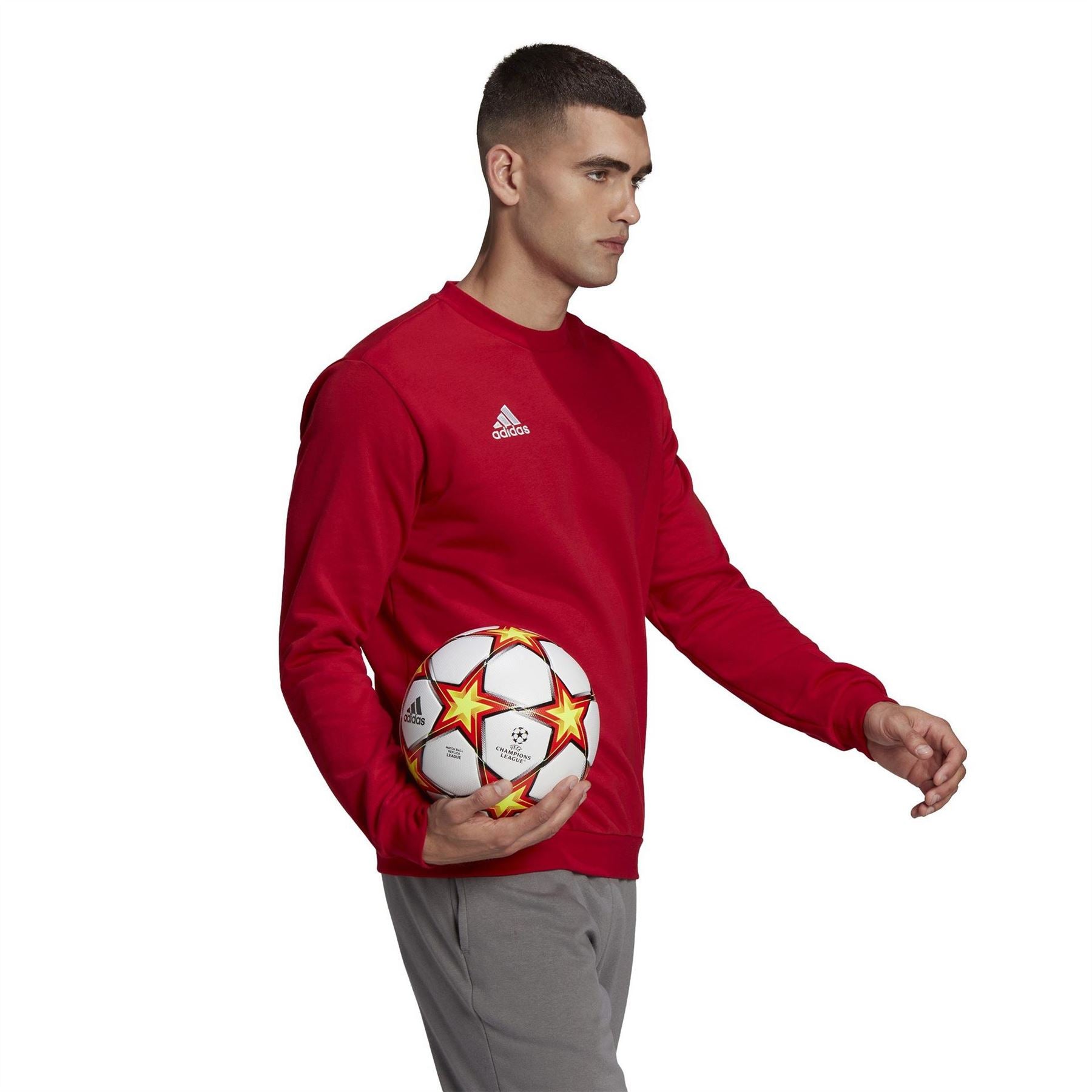 adidas Crew Neck Ribbed Collar Long Sleeve Sweatshirt