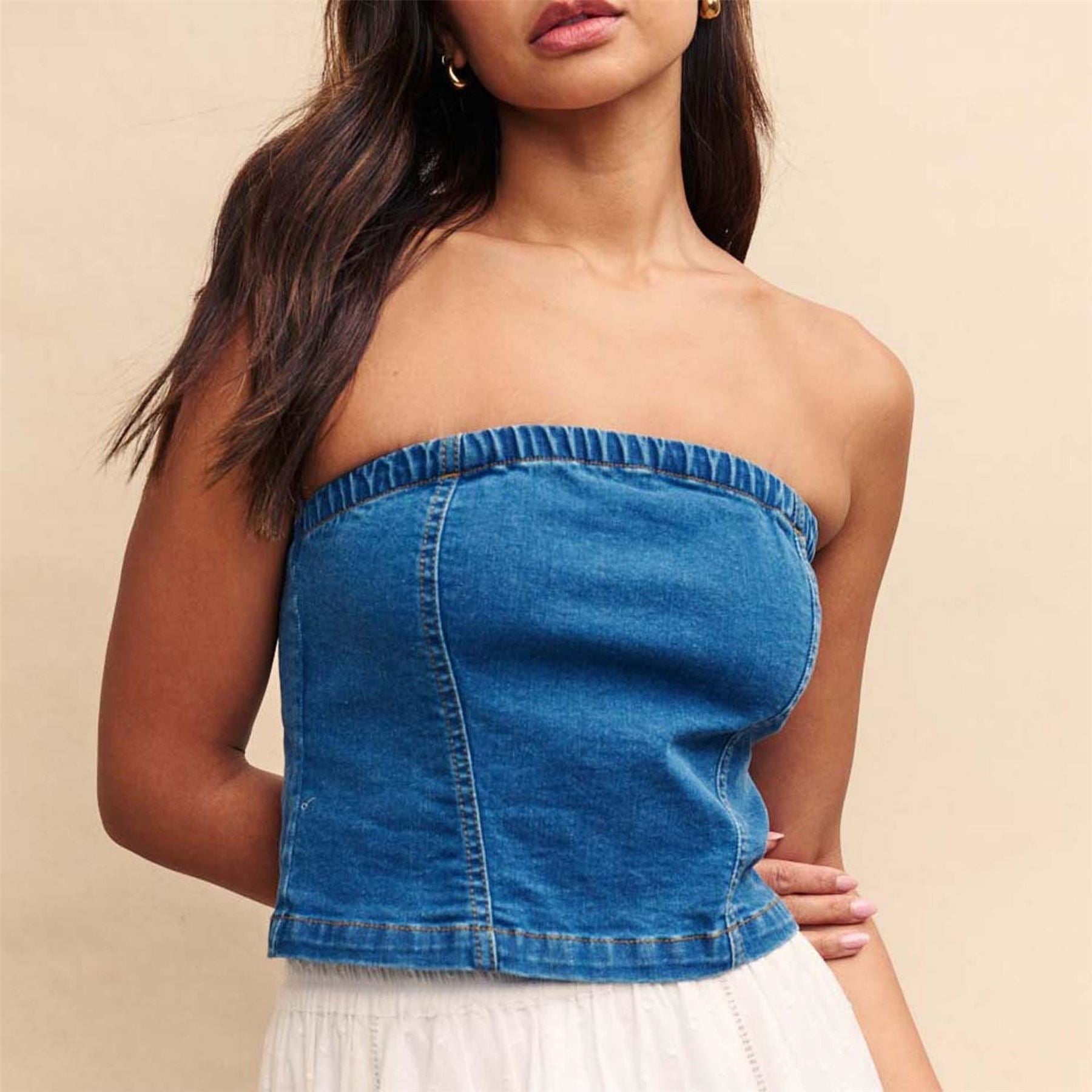 Nobodys Child Denim Bandeau Top