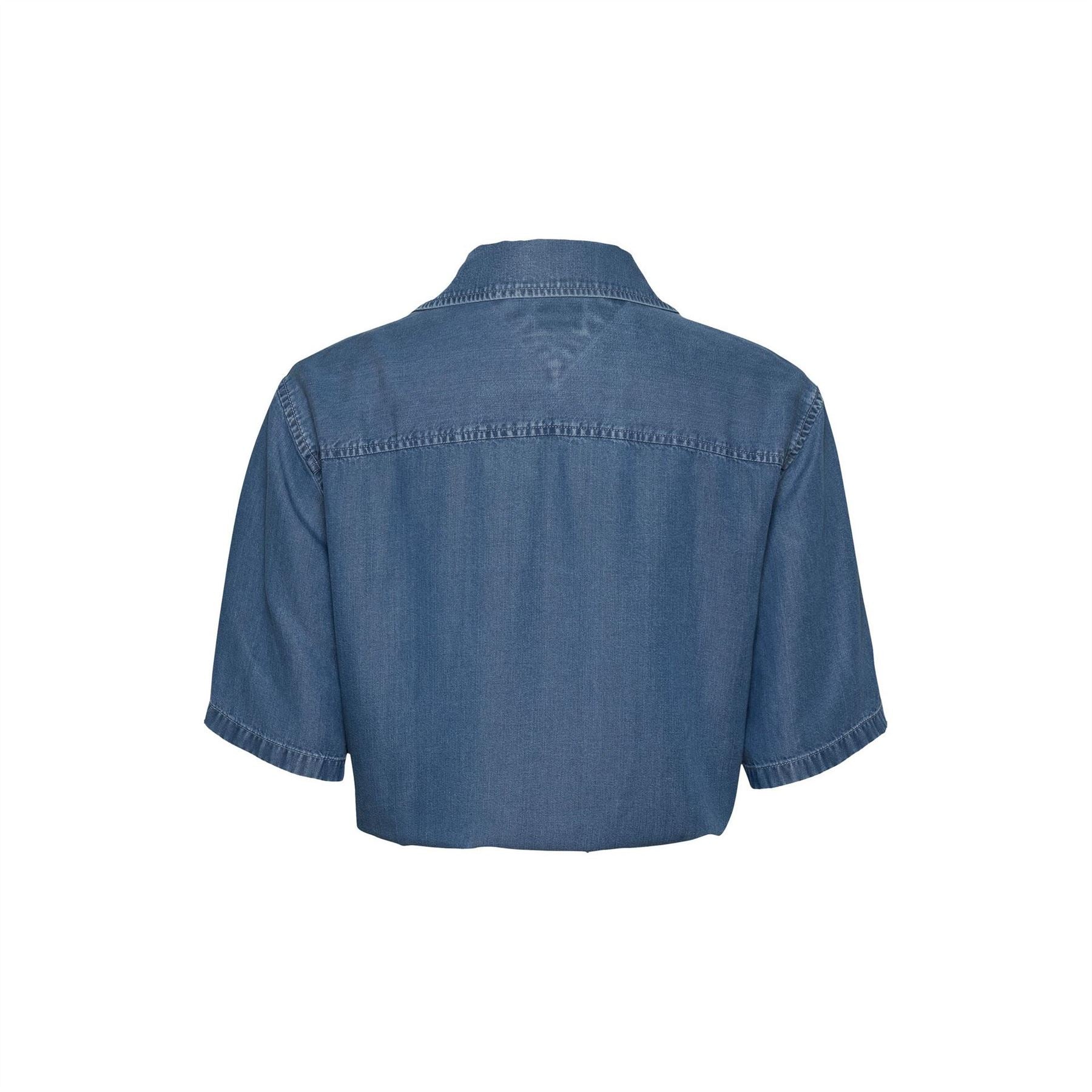 Tommy Jeans Chambray Tie Cropped Short Sleeve Shirt