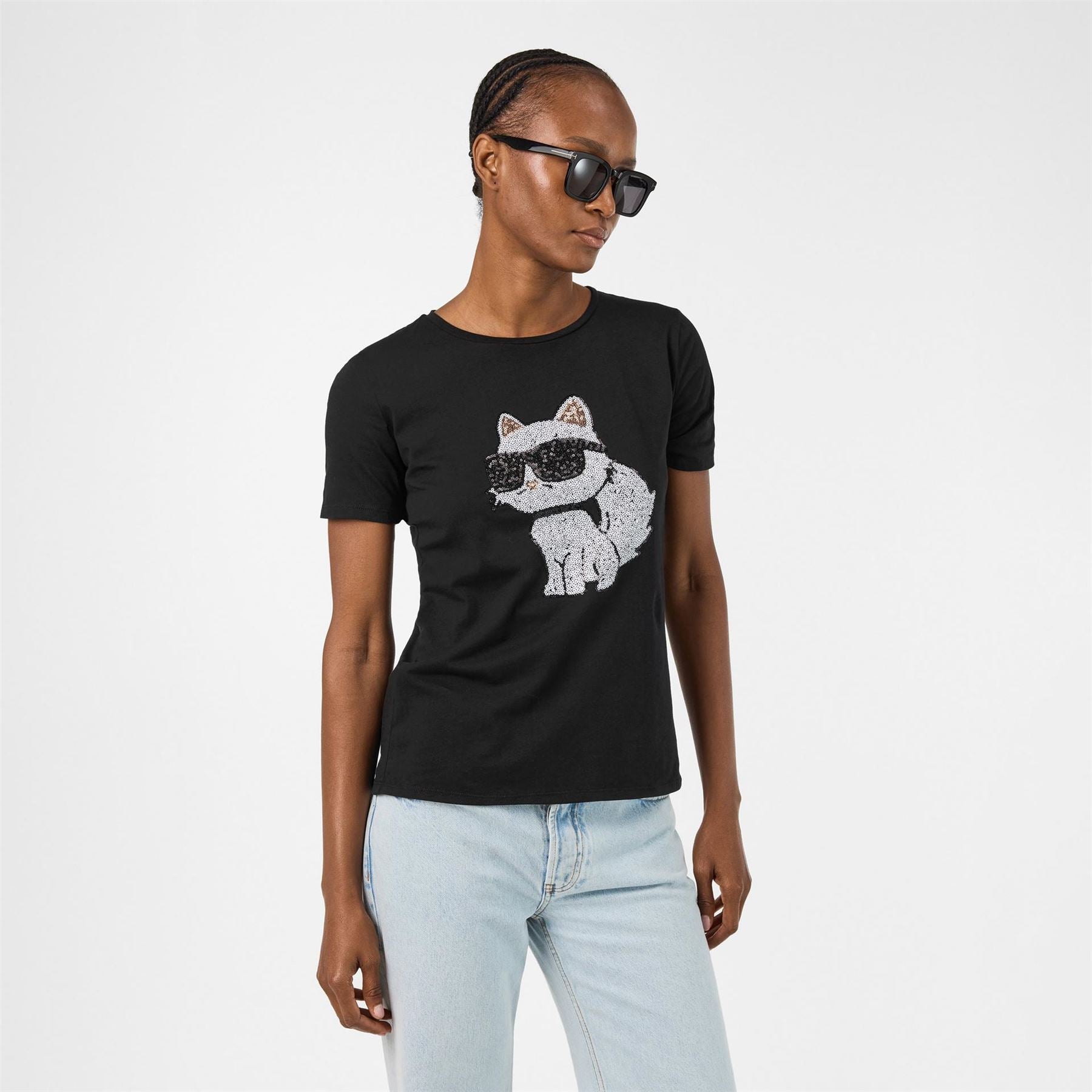Karl Lagerfeld Choupette Cat Crew Neck Short Sleeve T-Shirt