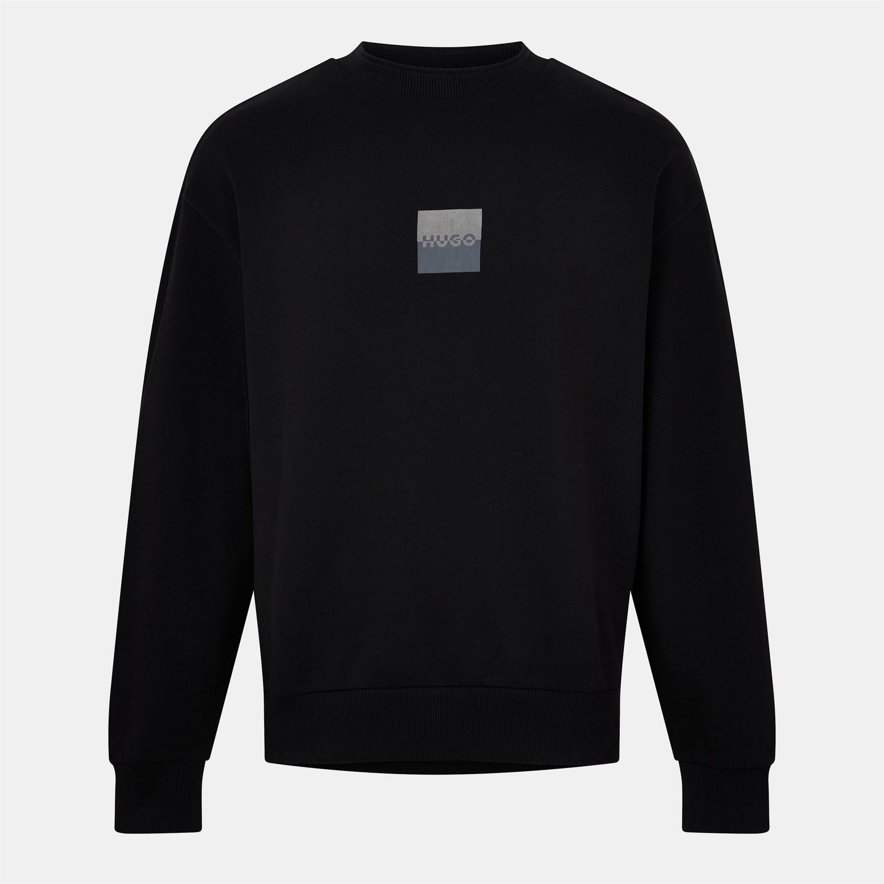 Hugo Box Print Crew Neck Ribbed Collar Long Sleeve Sweatshirt
