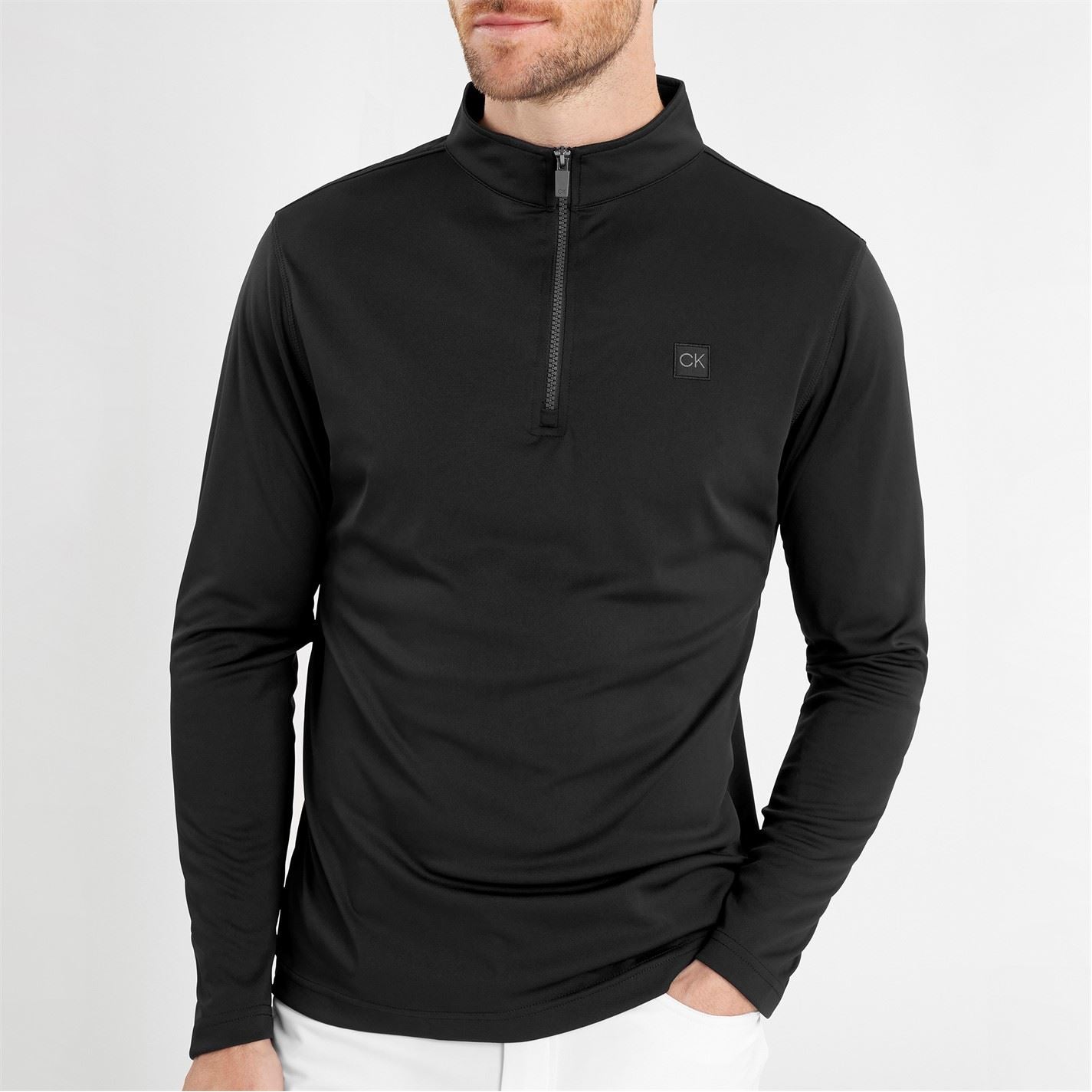 Calvin Klein Golf Regular Fit Zip Neck Long Sleeve Sweatshirt