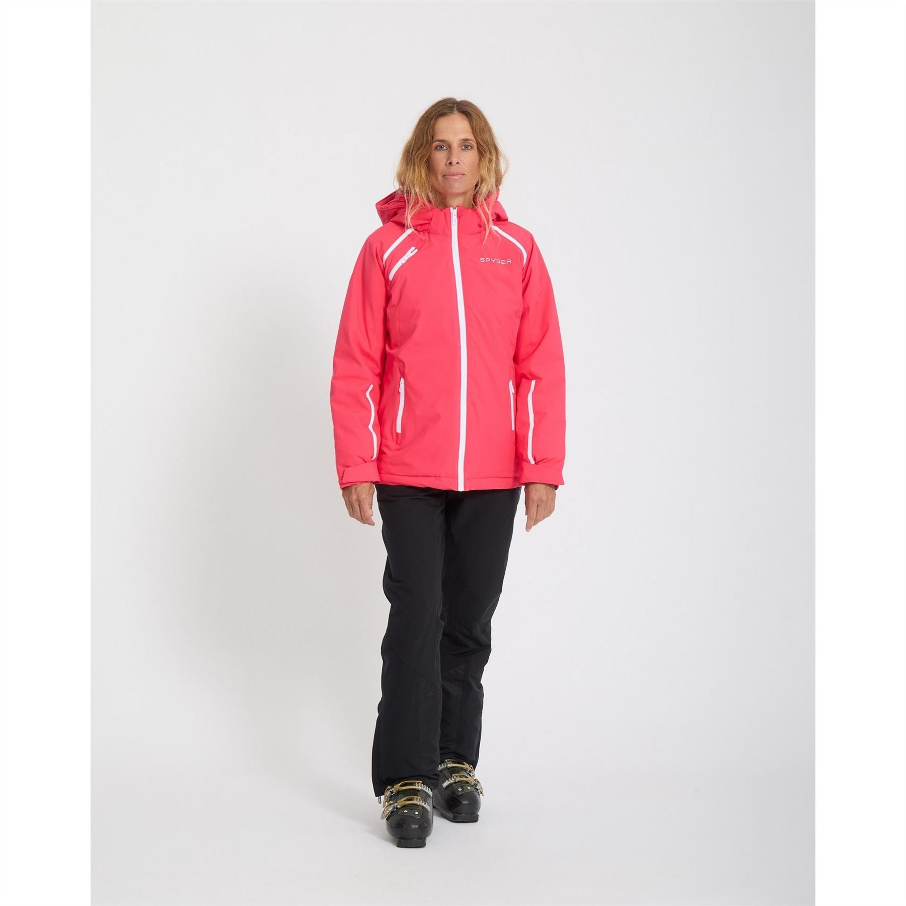 Spyder Solid Patterned Hooded Ski Jacket