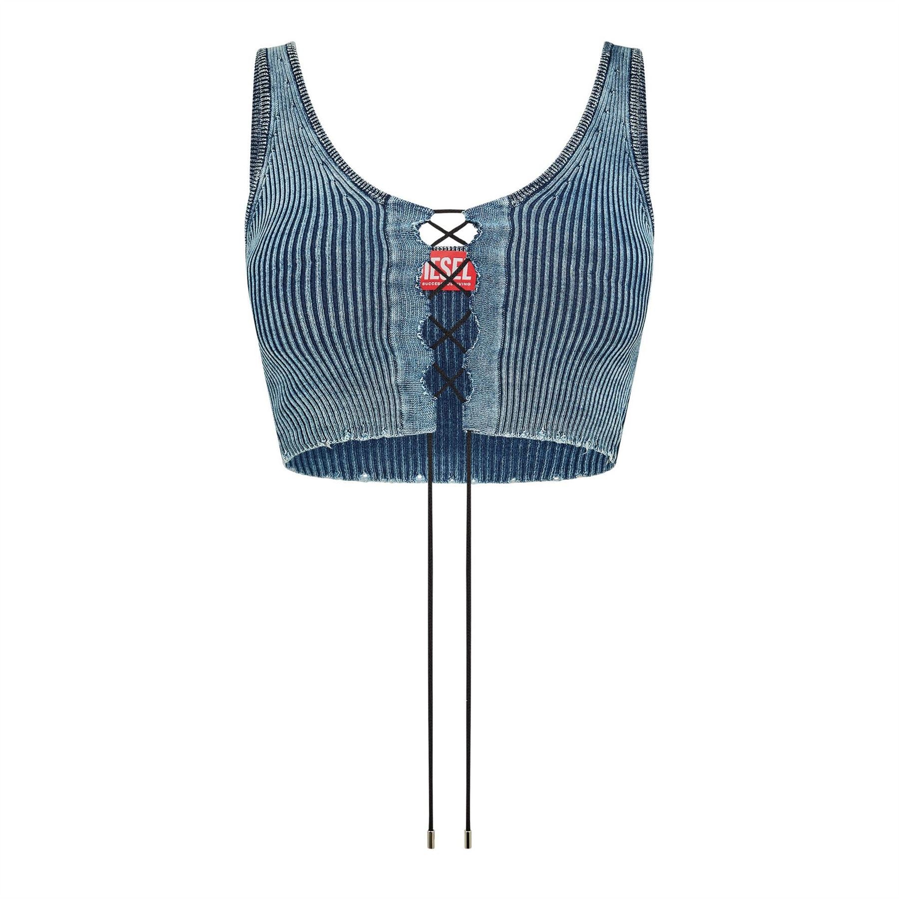 Diesel Lace-Up Scoop Neck Sleeveless Bralet Tank