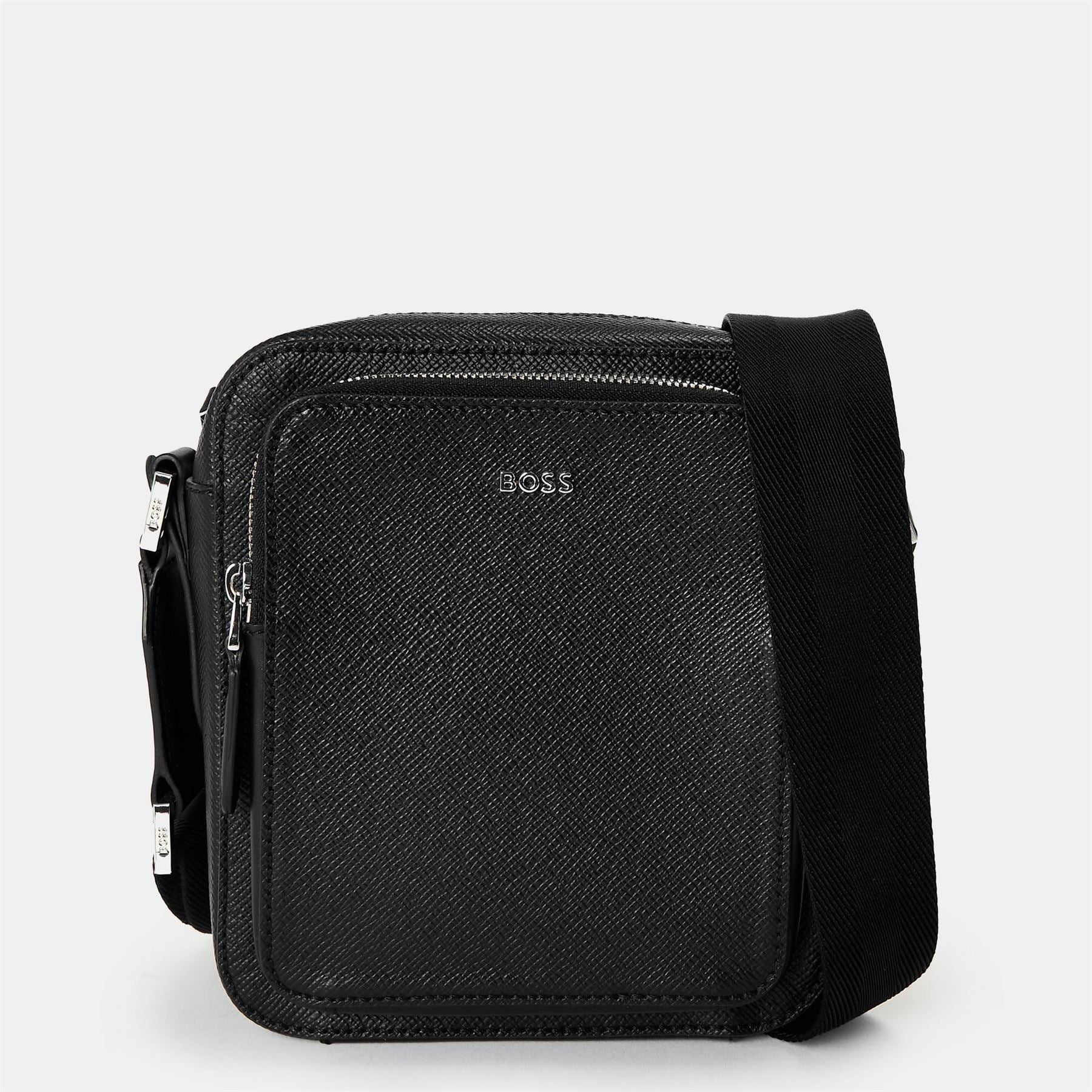 Boss Moon Textured Cross Body Bag with Silver Tone Hardware