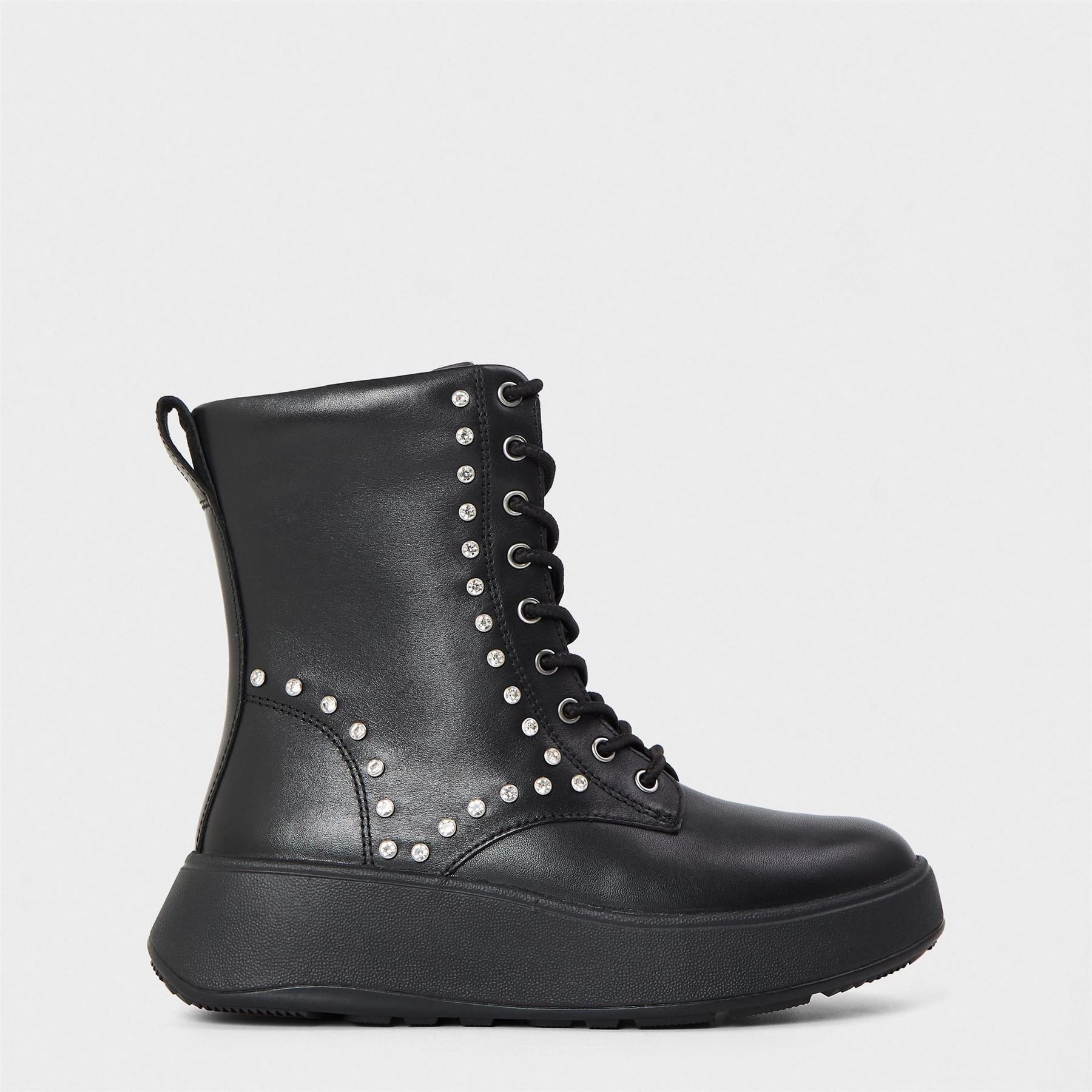Fitflop Gem Trim Combat Boots with Lace-Up Closure