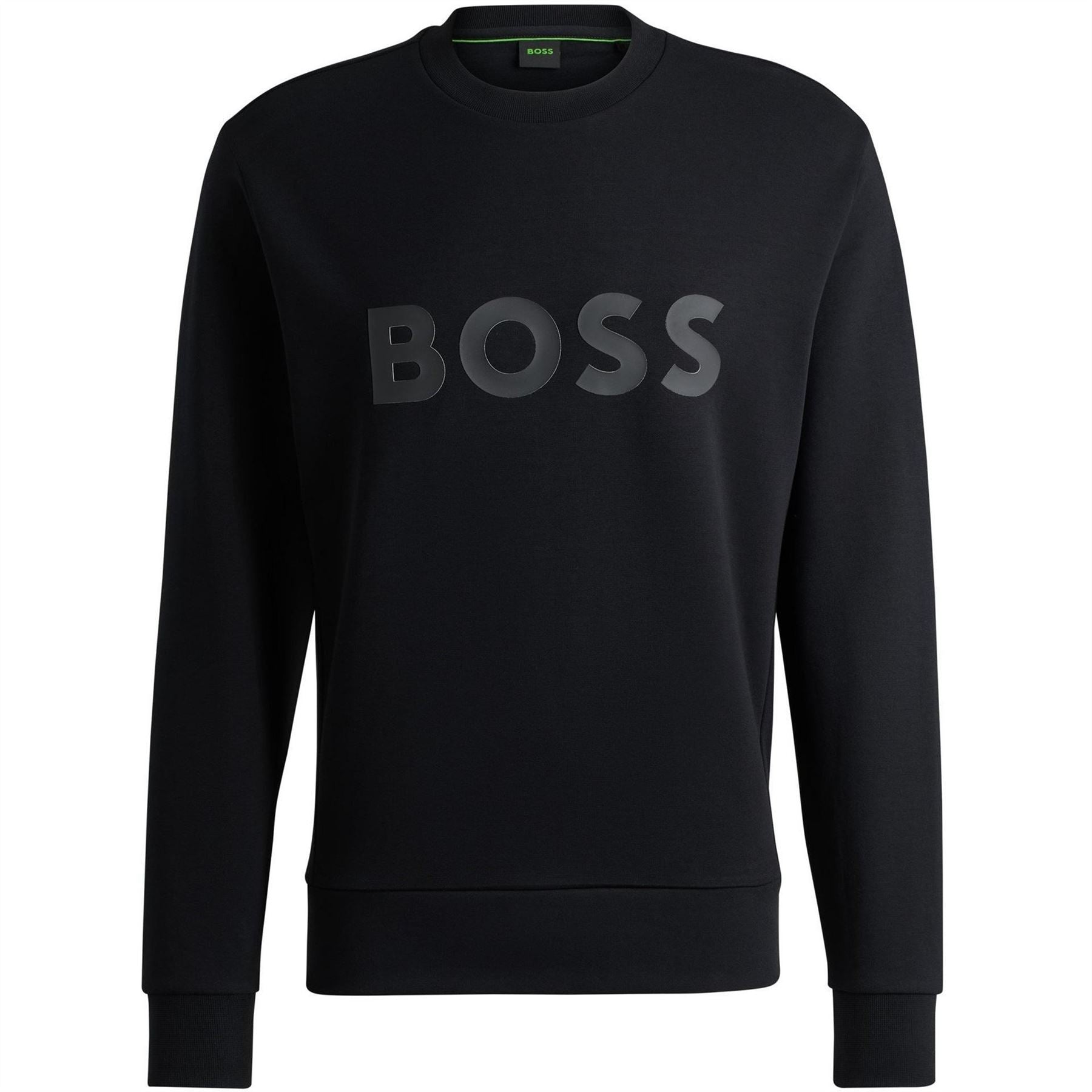 Boss Wordmark Crew Neck Ribbed Collar Long Sleeve Sweatshirt