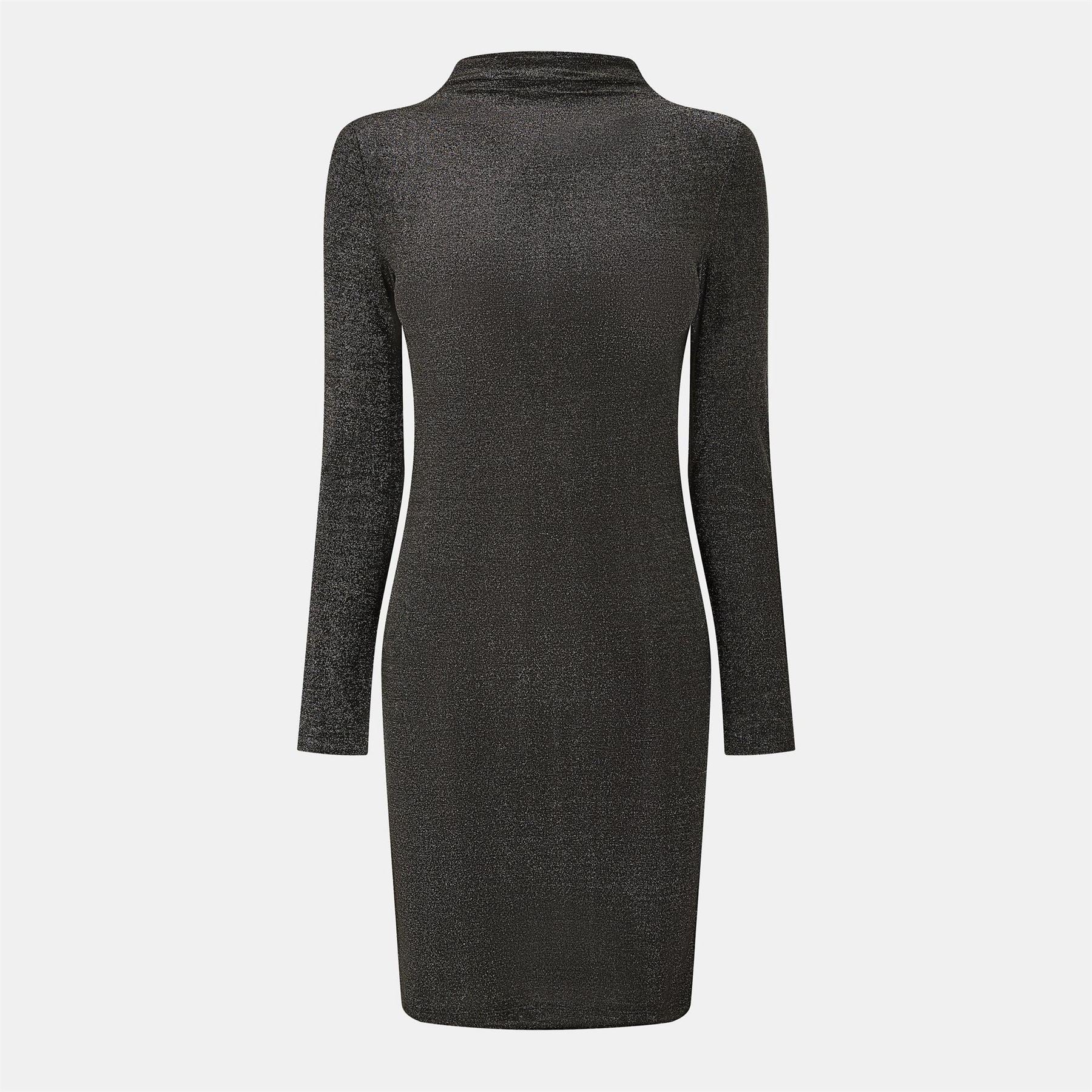 Pieces Knit Glitter High Neck Mini Bodycon Dress