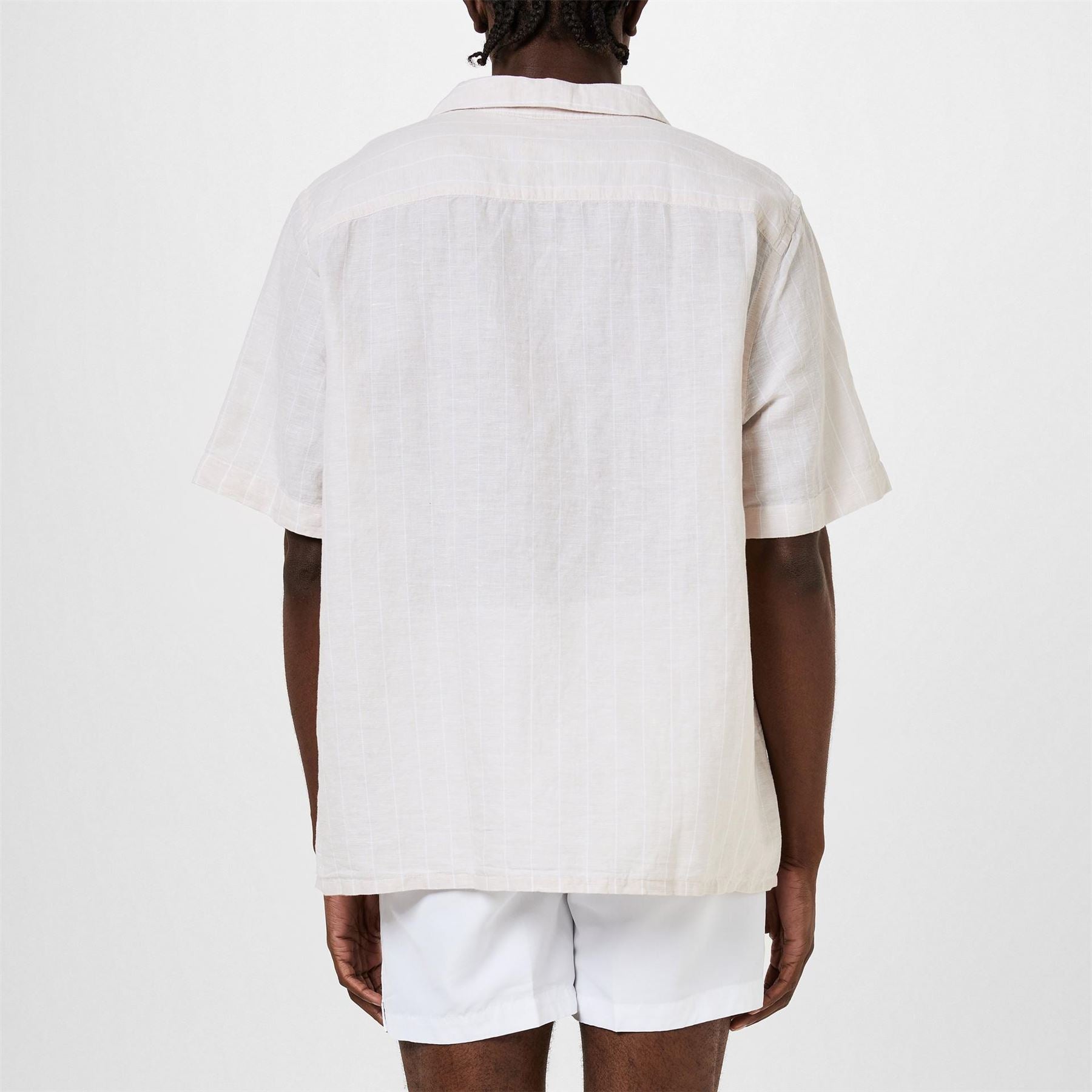 Calvin Klein Linen Stripe Short Sleeve Patterned Shirt