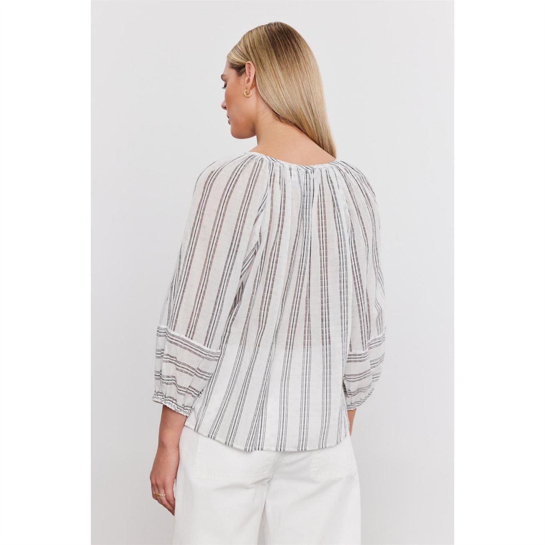 Velvet by Graham and Spencer Regular Fit V-Neck Bishop Sleeve Blouse