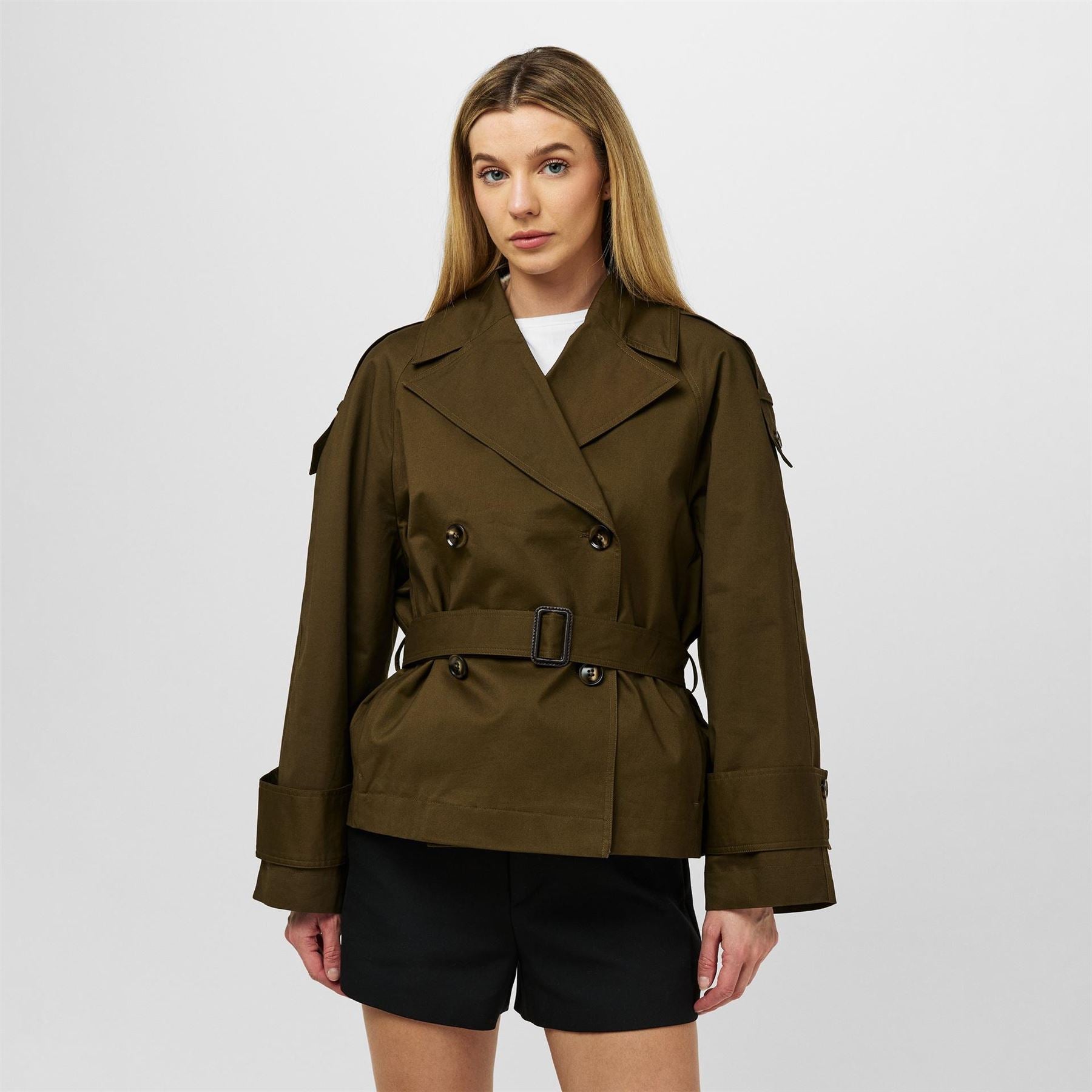 French Connection Solid Patterned Trench Coat