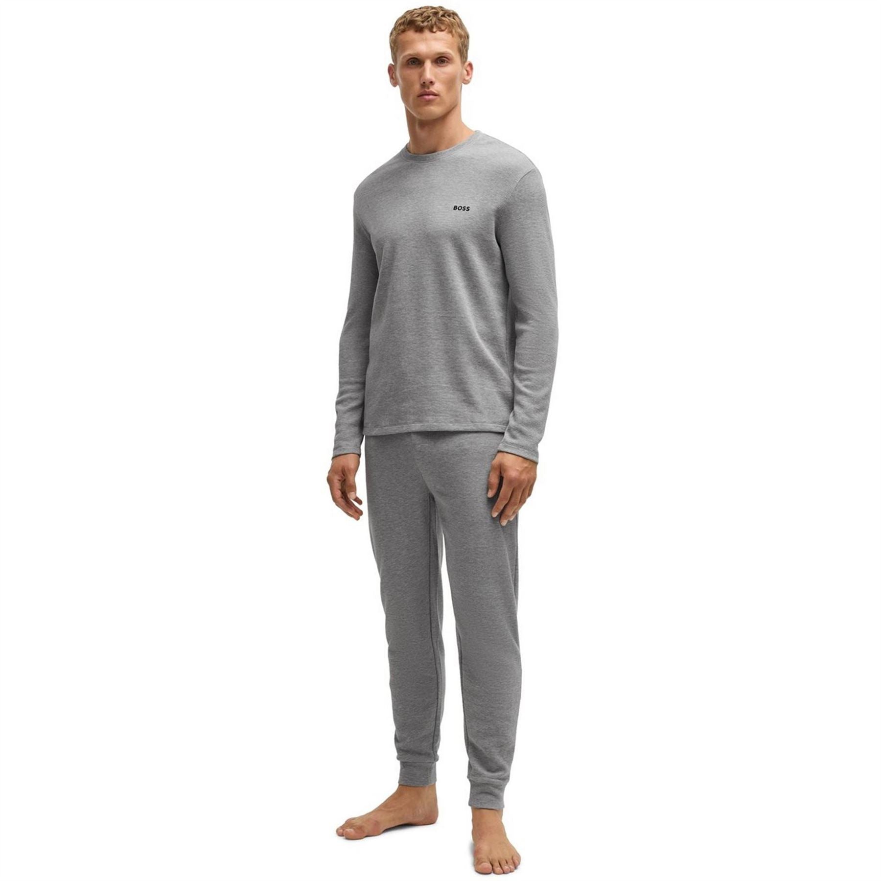 Boss Bw Waffle Long Sleeve T-Shirt, Waffle Texture