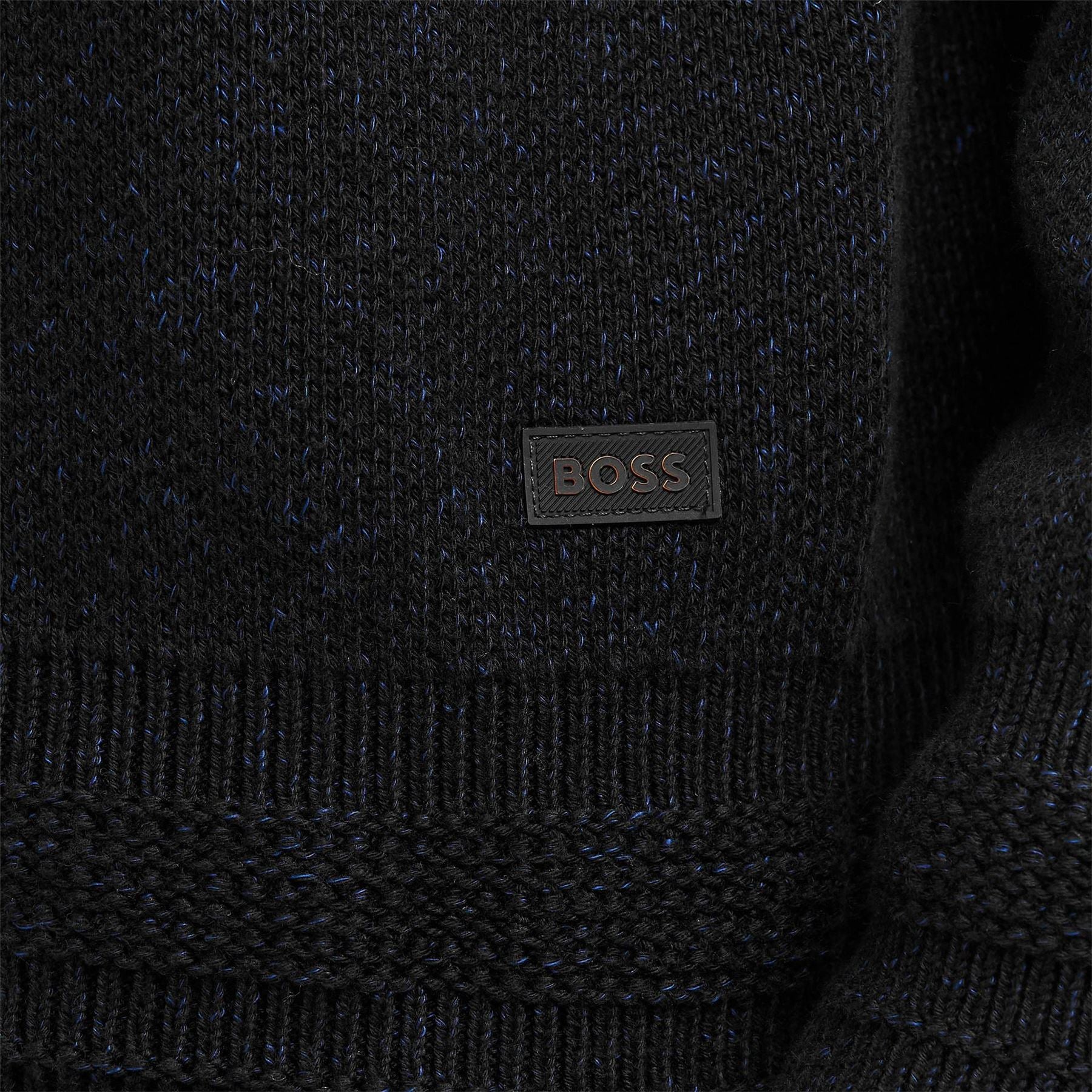 Boss Crew Neck Ribbed Collar Long Sleeve Sweater