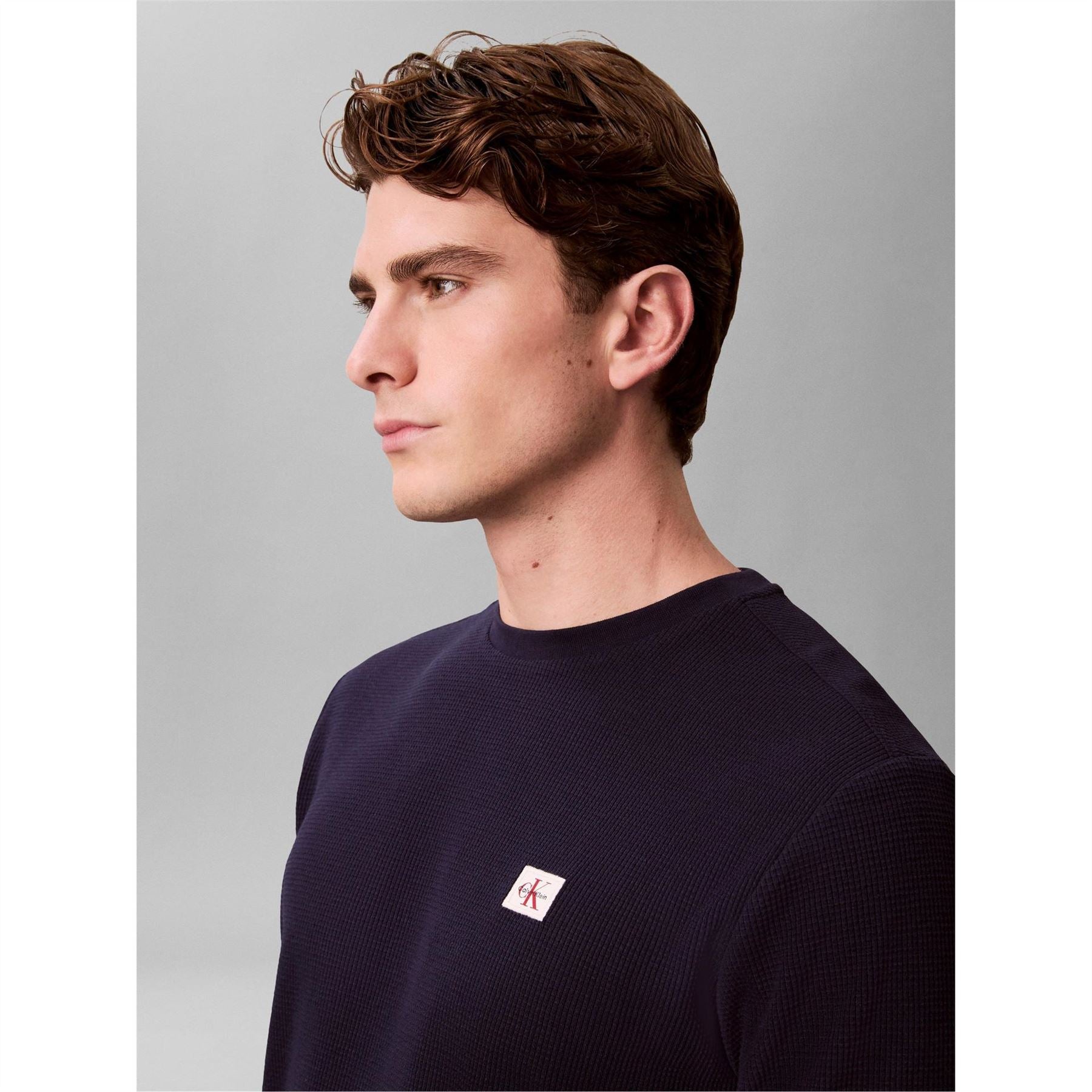 Calvin Klein Jeans Waffle Long Sleeve Crew Neck T-Shirt