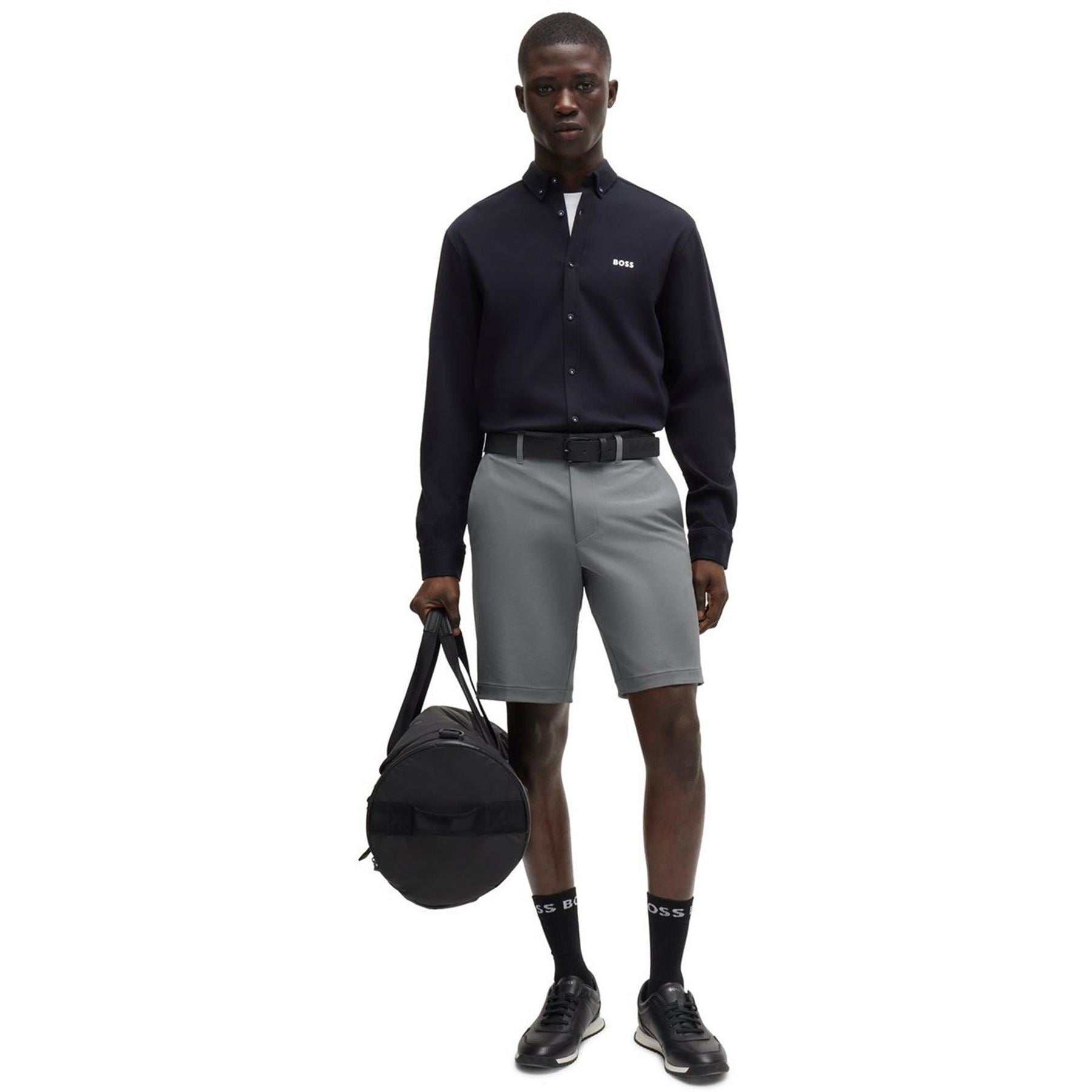 Boss Solid Patterned Chino Shorts