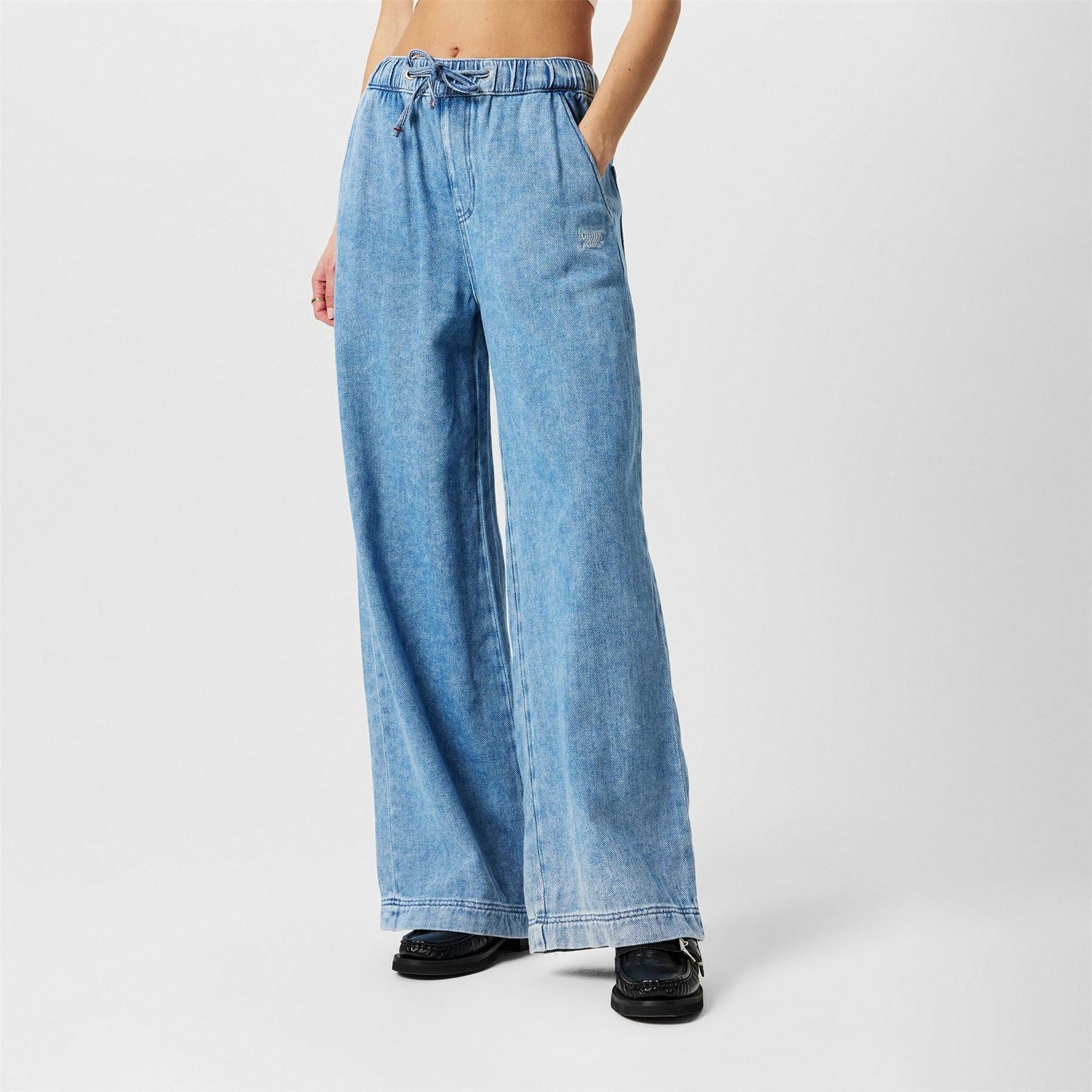 Tommy Jeans Twill Denim Long Palazzo Trousers