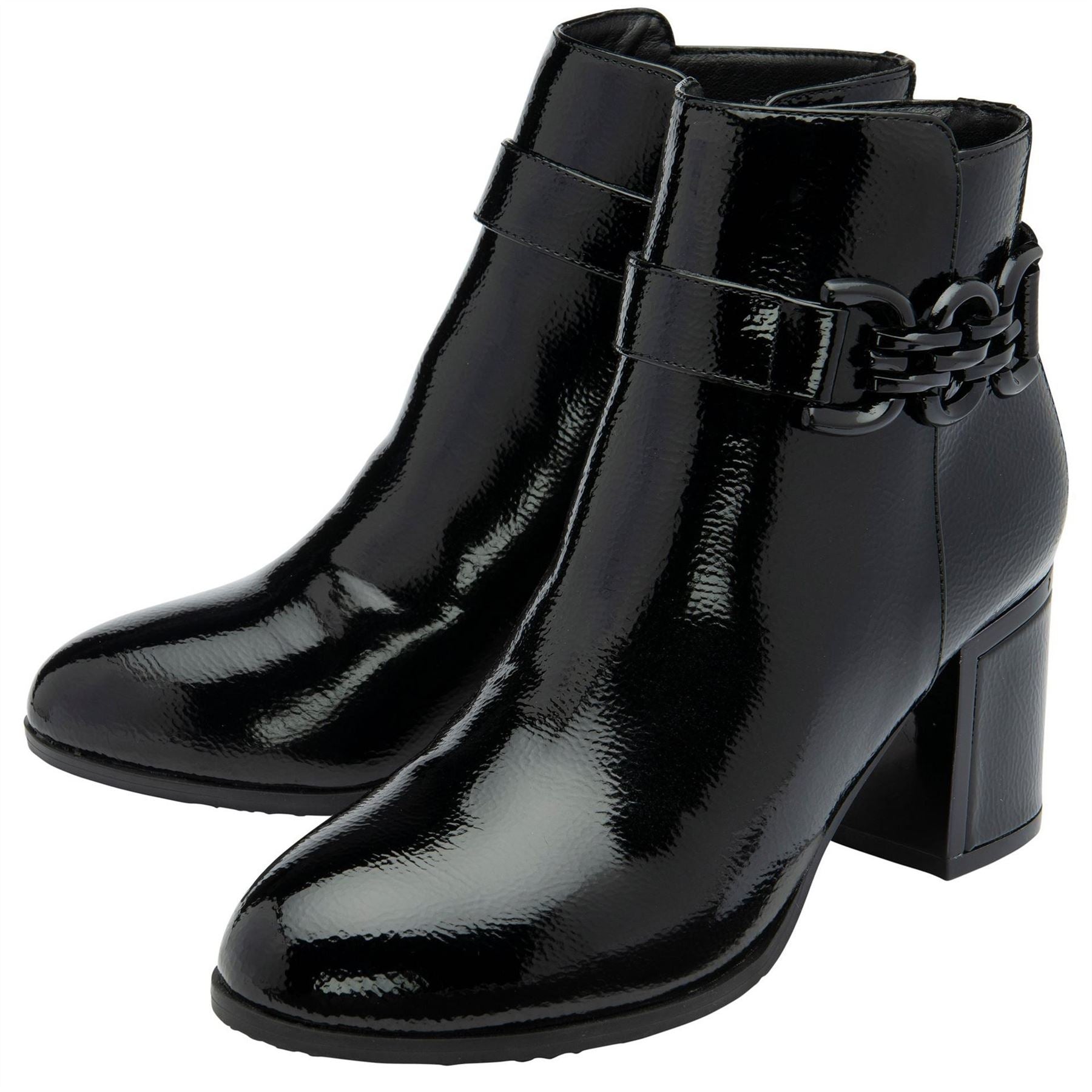 Lotus Shoes Amarin Black Patent Heeled Ankle Boots