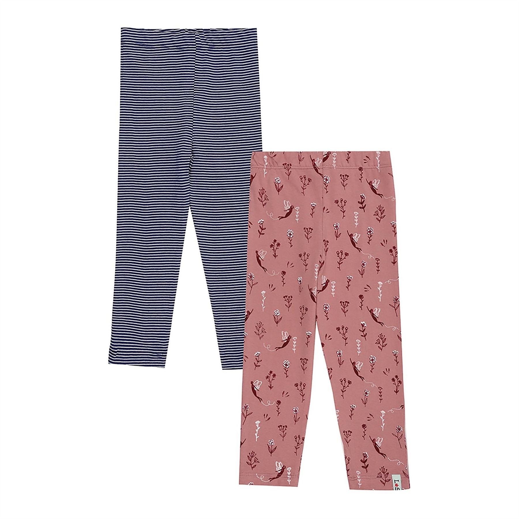 Lilly and Sid  And  Sid Multicoloured Stripe And Fairy Print Leggings   2 Pack