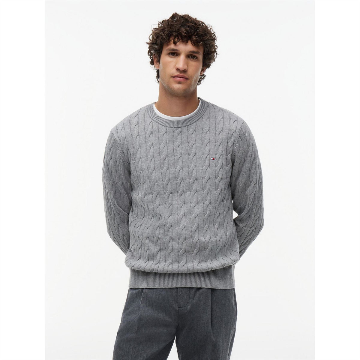 Tommy Hilfiger Cable Knit Cotton Crew Neck Jumper