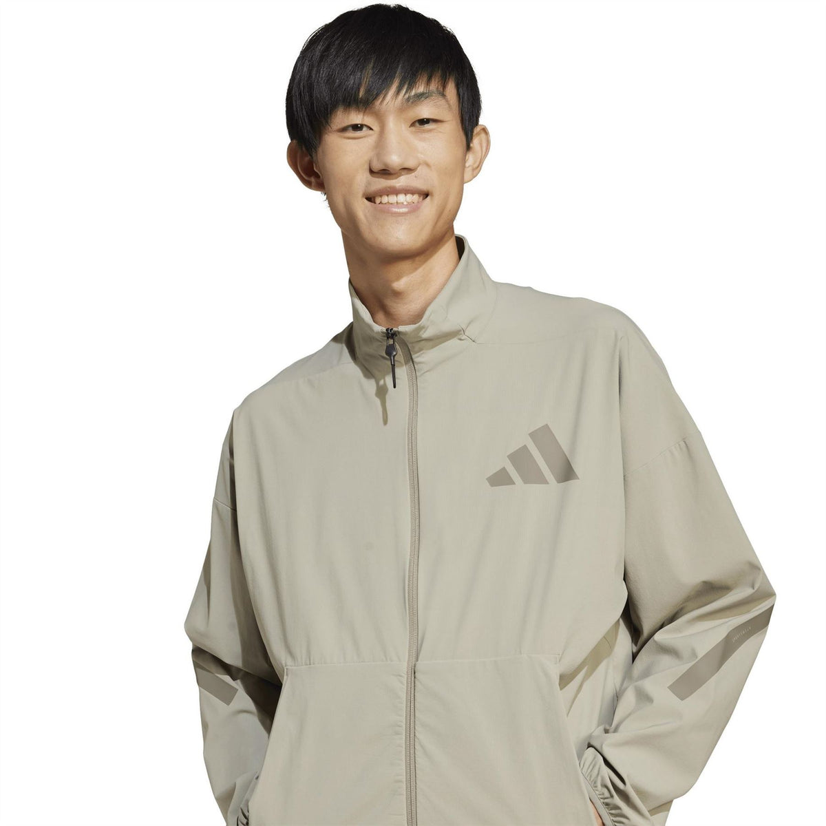 adidas Z.N.E Solid Patterned Zipped Pocket Track Jacket with Logo