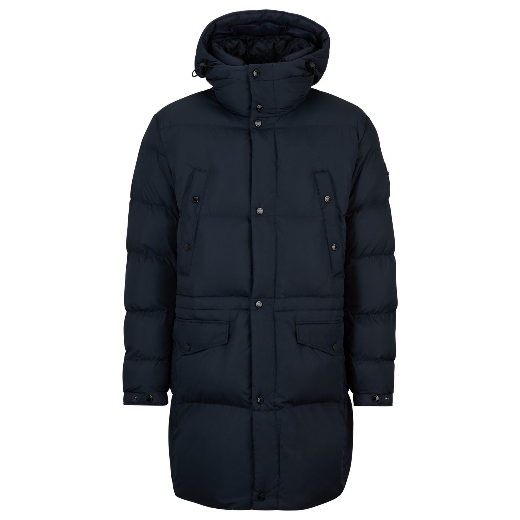 Boss Hooded Solid Patterned Puffer Coat