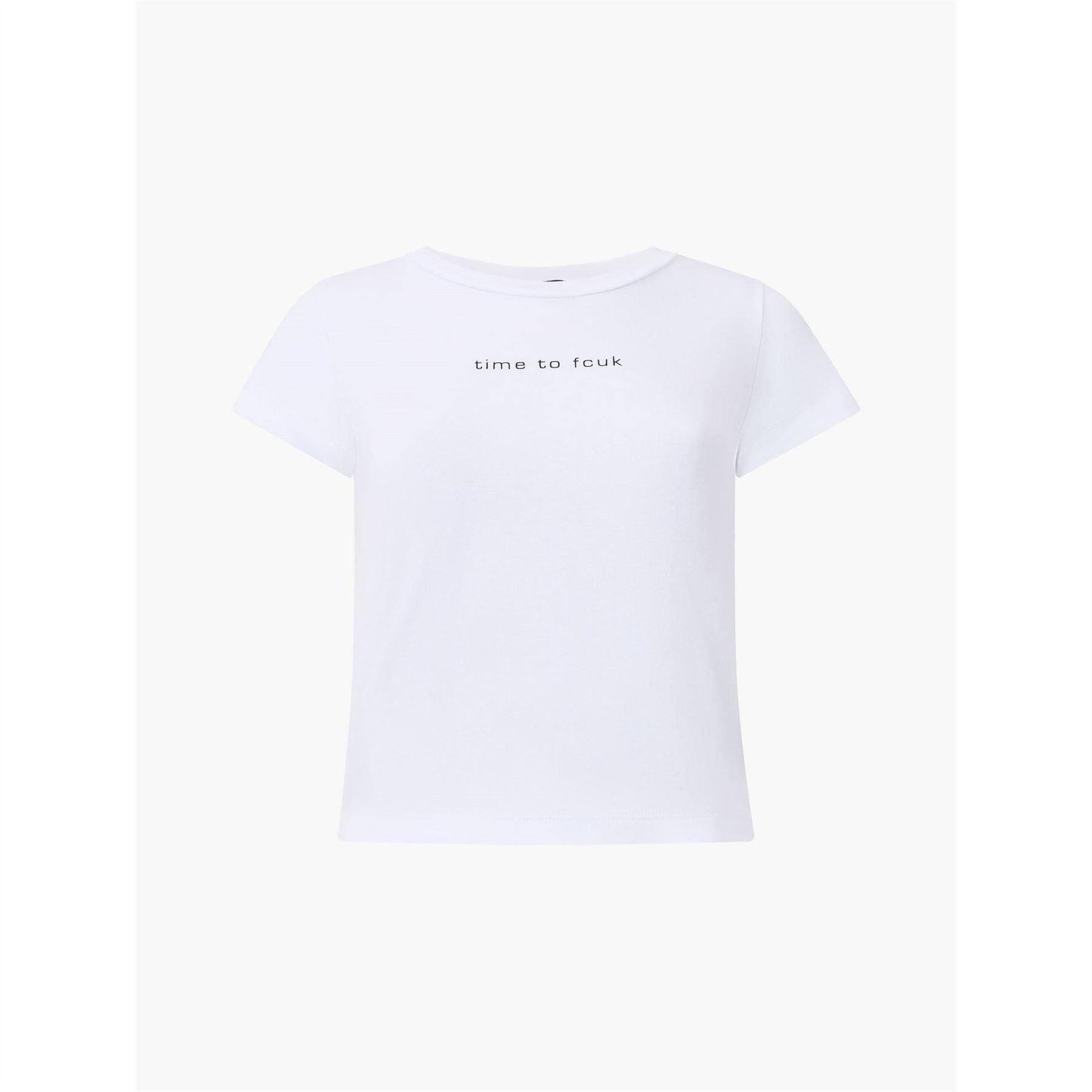 FCUK Cropped Crew Neck Short Sleeve T-Shirt