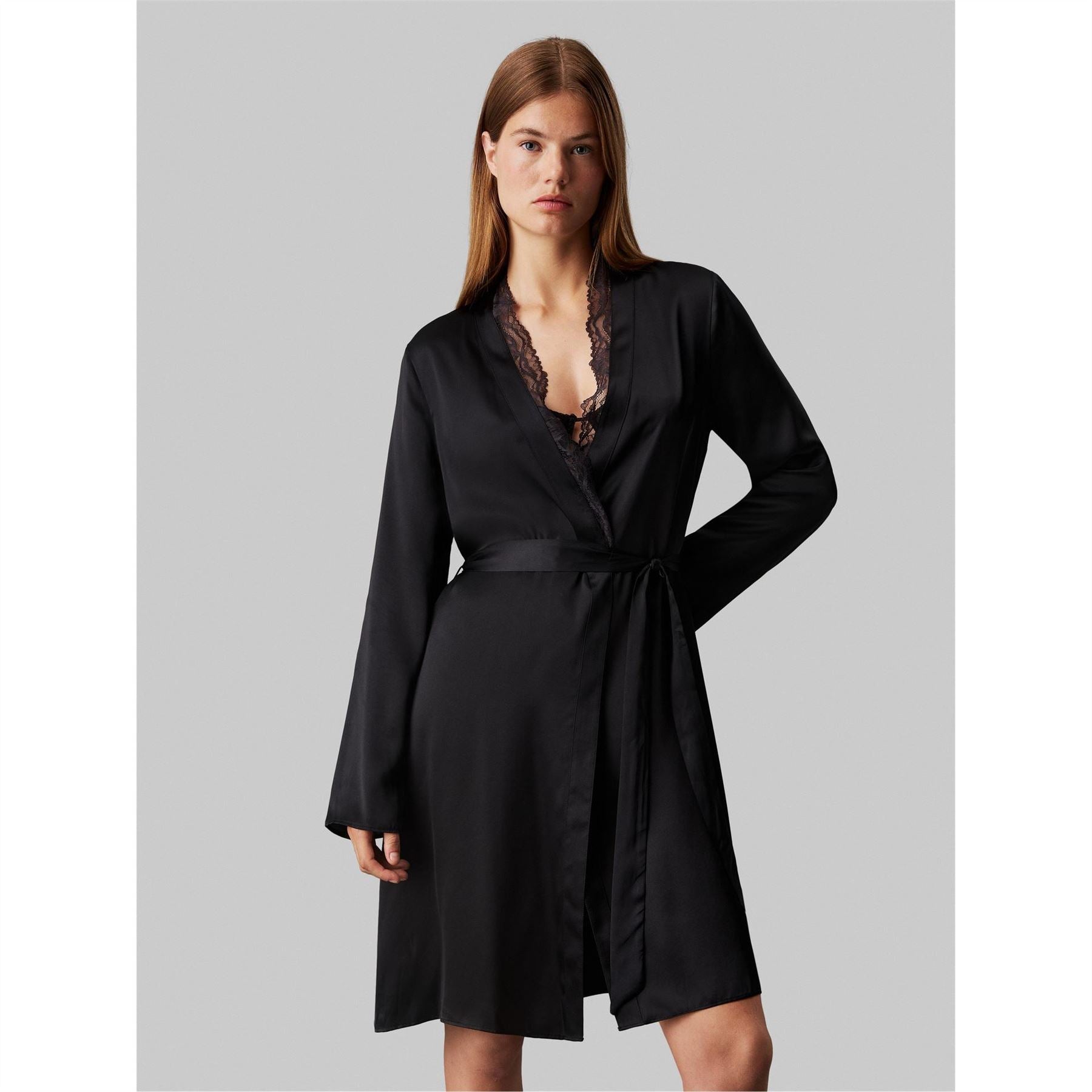 Calvin Klein V-Neck Long Sleeve Dressing Gown