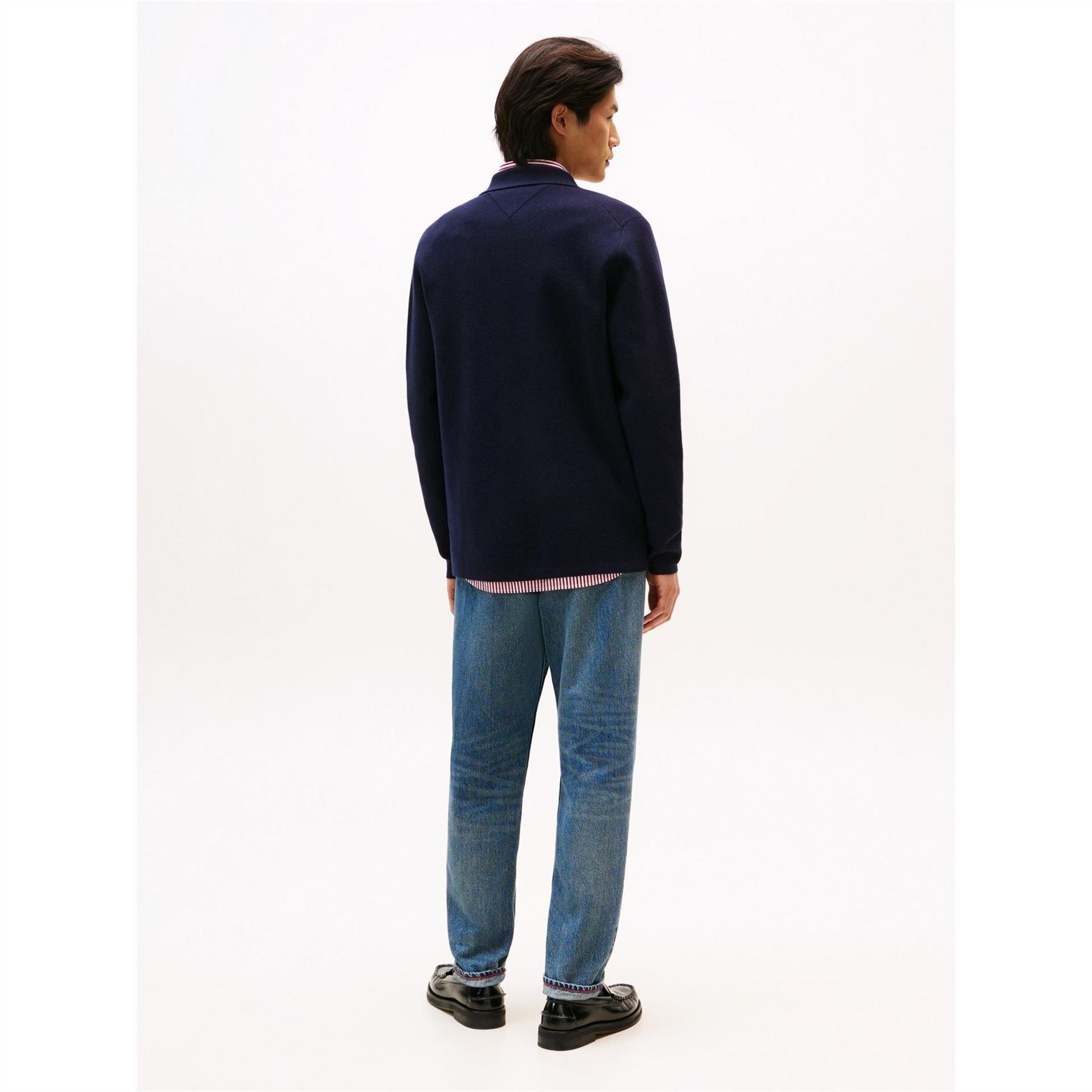 Tommy Hilfiger Solid Patterned Lapel Collar Knit Blazer