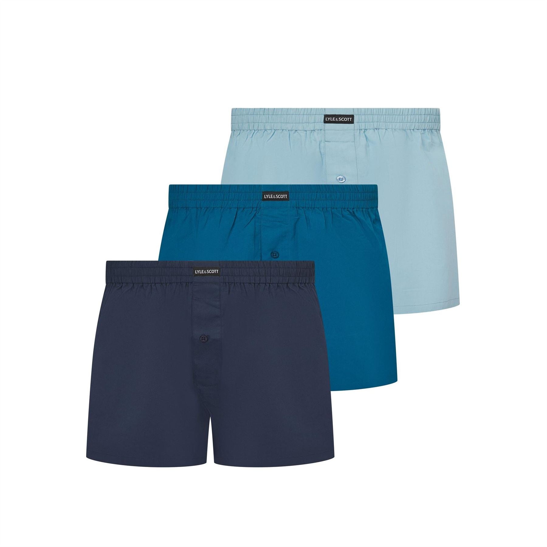 Lyle and Scott 3 Pack Woven Plain Design Boxer Shorts