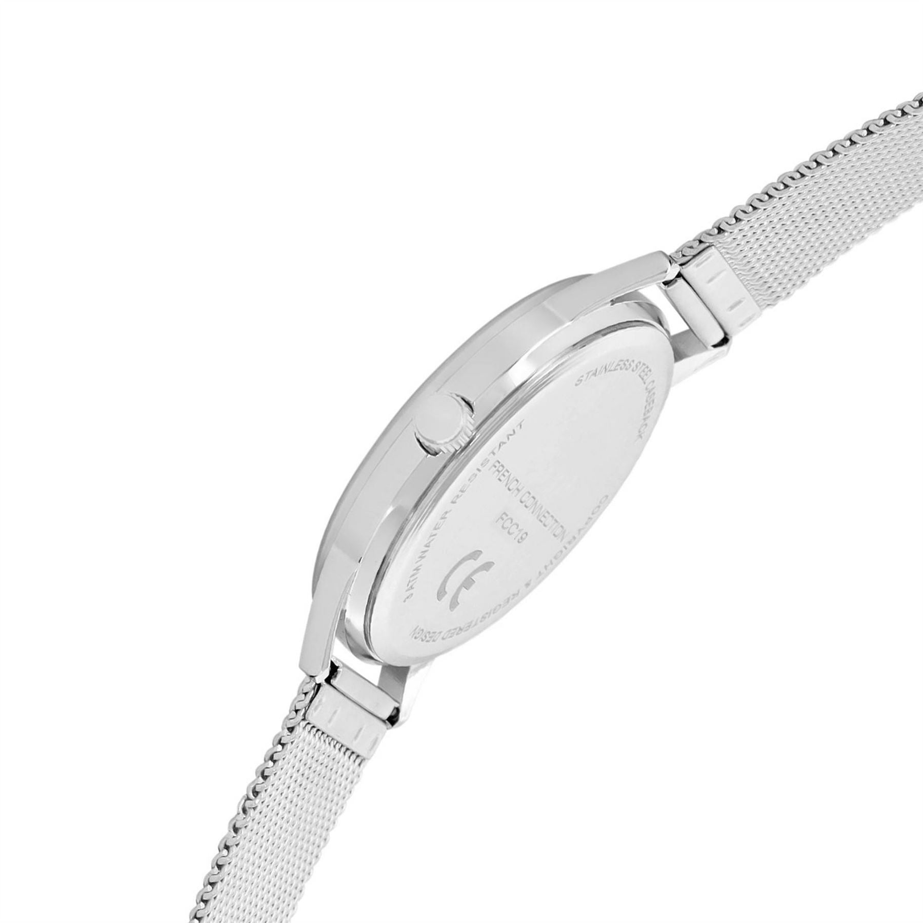 FCUK Silver Case Round Shape Silver Strap Quartz Watch