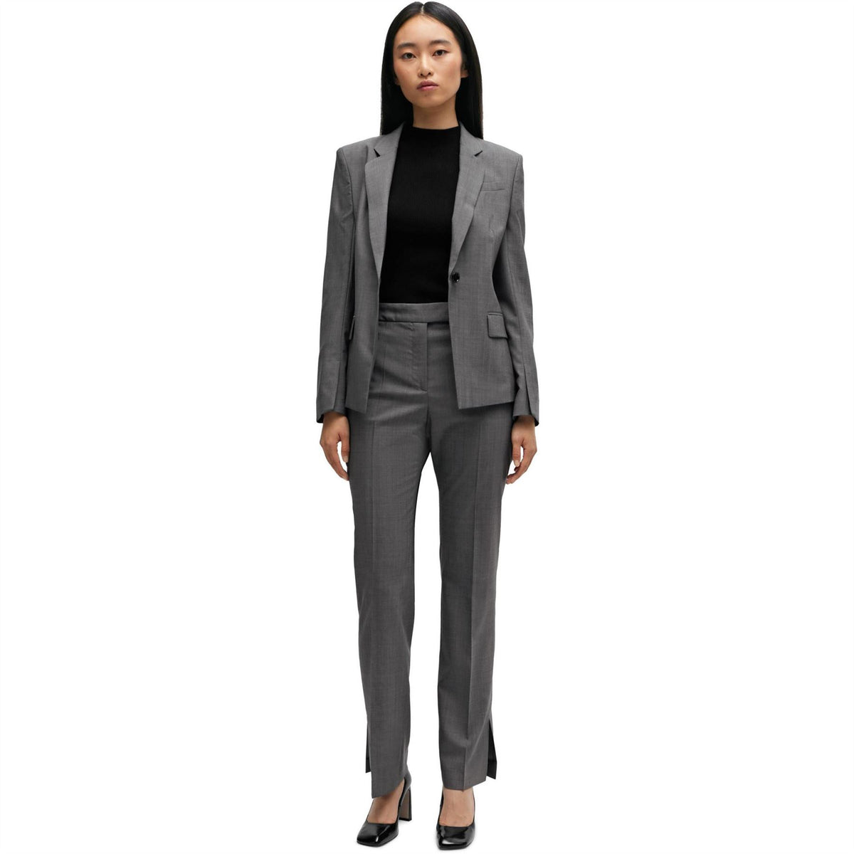 Boss Solid Patterned Slim Straight Trousers