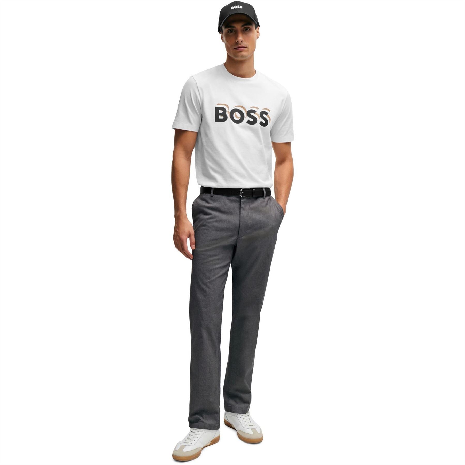Boss Kane Solid Patterned Straight Trousers