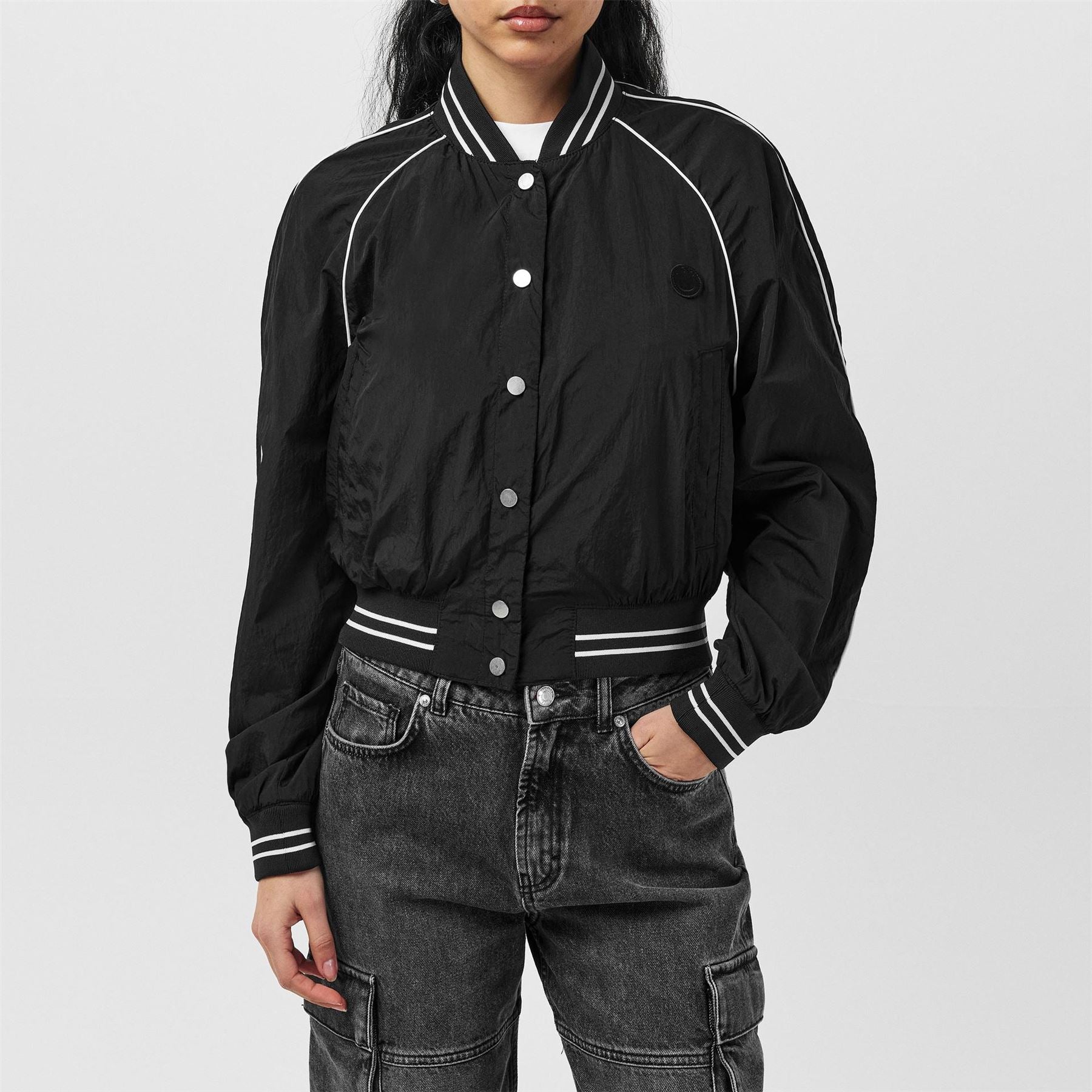 Hugo Adesa  Blue Long Sleeve Button Bomber Jacket