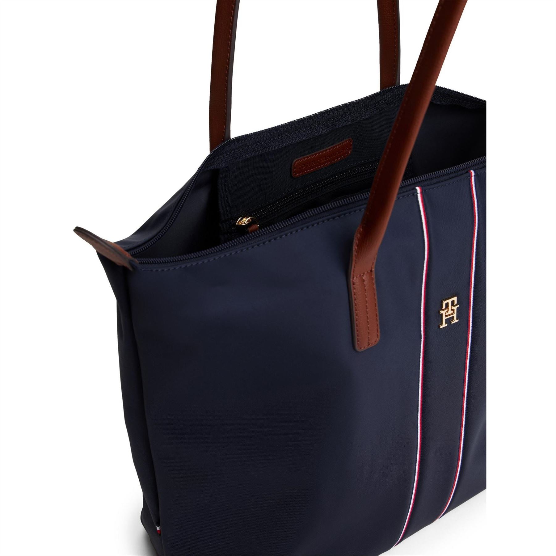 Tommy Hilfiger Popette Trapezoid Shape Tote Bag with Gold Tone Hardware