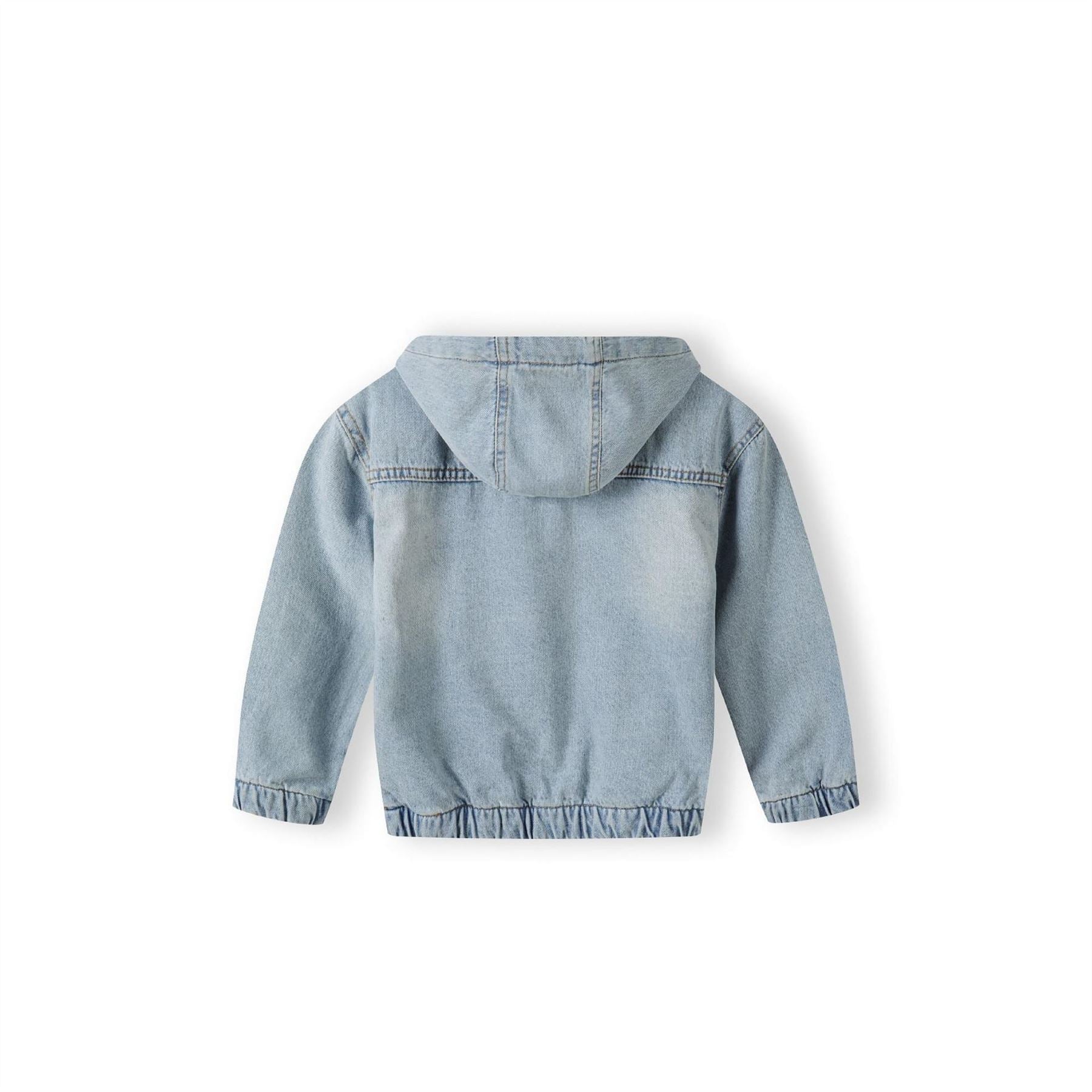 Minoti Boys Denim Jacket With Hood Zip Fastening Light Blue