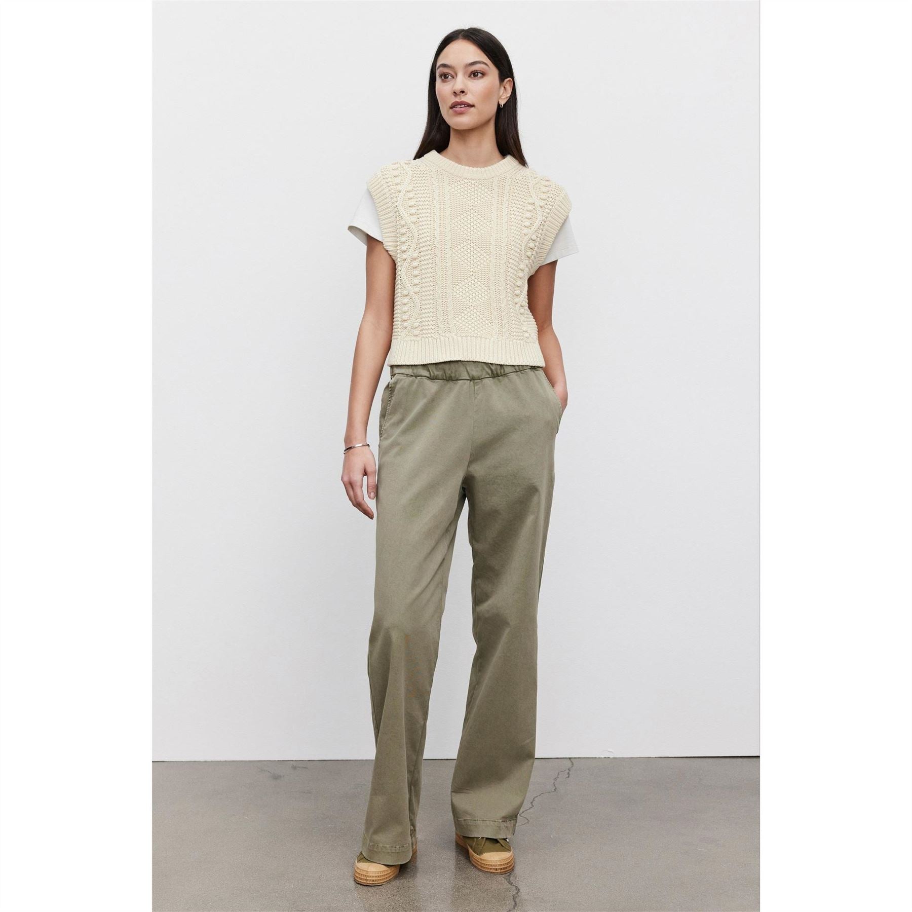 Velvet by Graham and Spencer Solid Patterned Wide Leg Trousers